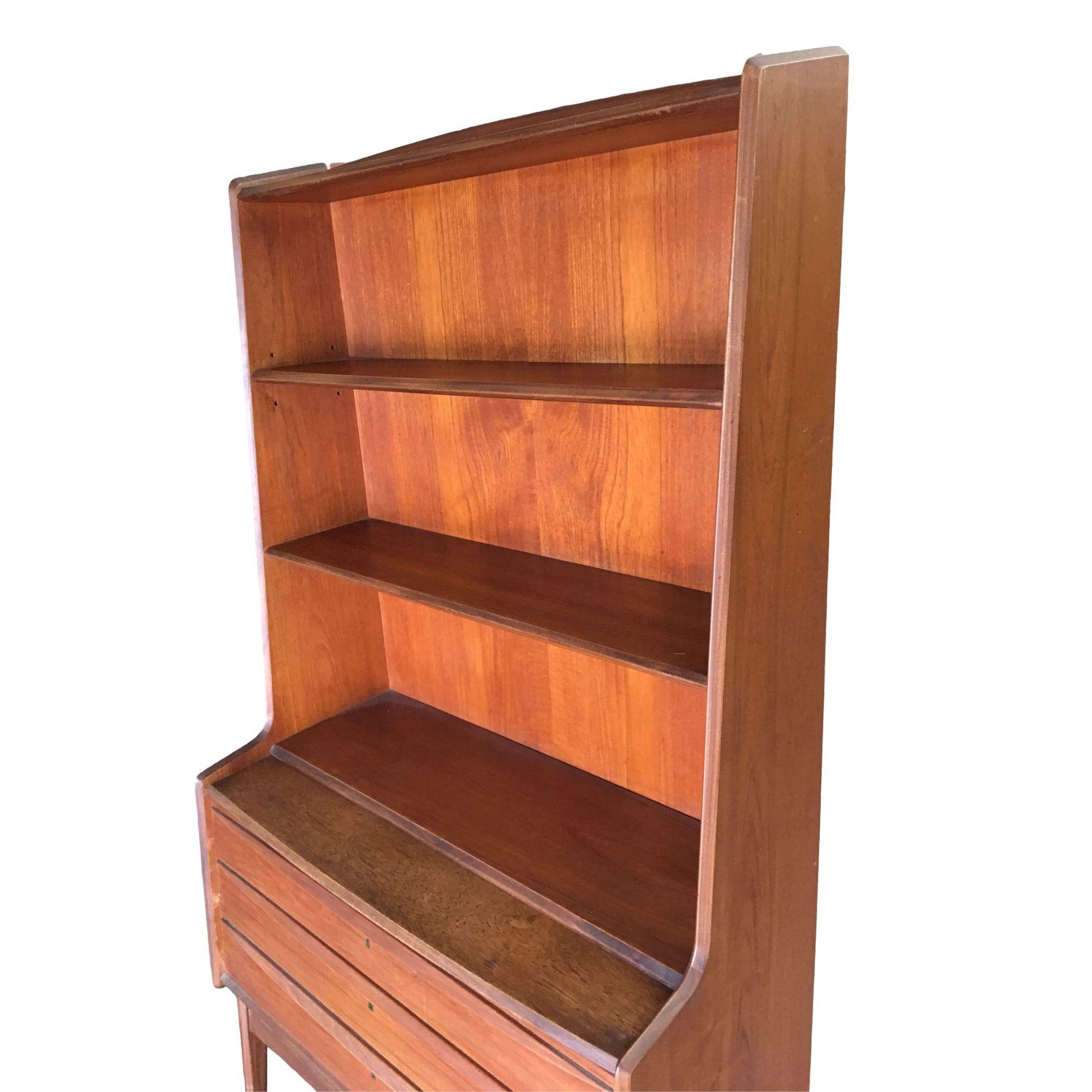 Mid-20th Century Danish Modern Teak Bookcase Cupboard Display Cabinet with Locks For Sale