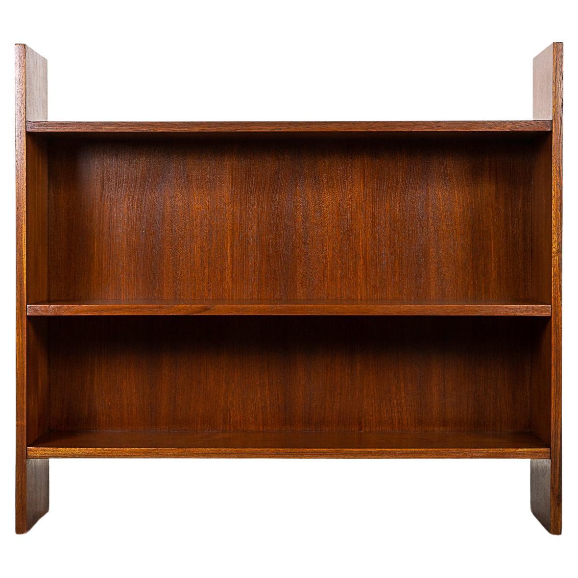 Danish Modern Teak Low Profile Bookcase with Glass Doors at 1stDibs