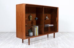 Danish Modern Teak Bookcase with Glass Doors by Bernhard Pedersen & Son