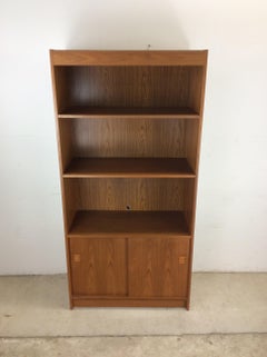 Danish Modern Teak Bookcase with Storage Cabinet