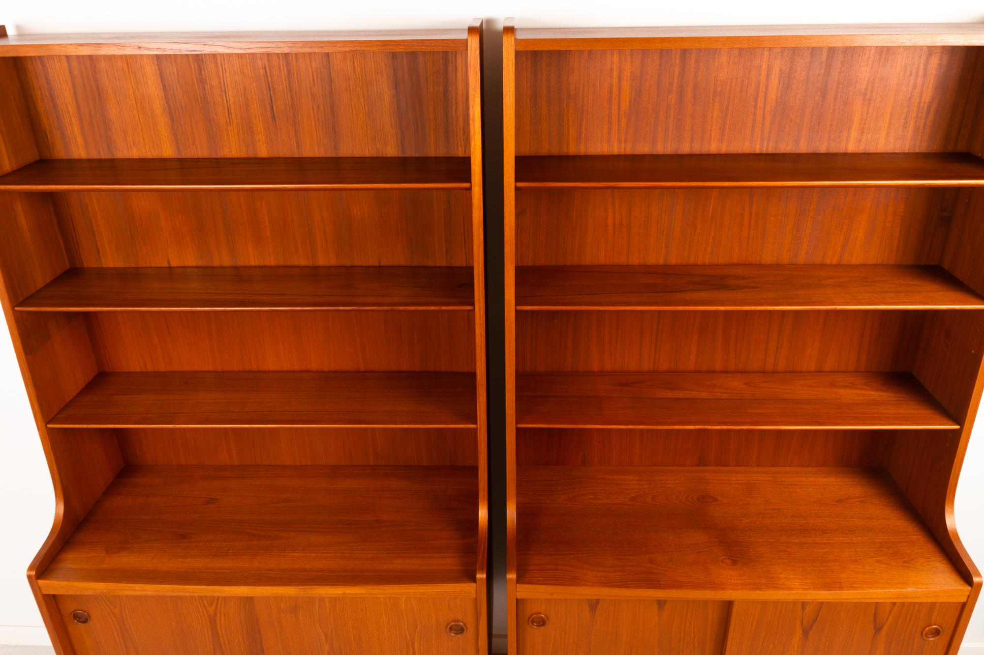 Danish Modern Teak Bookcases by Johannes Sorth, 1960s Set of 2 3