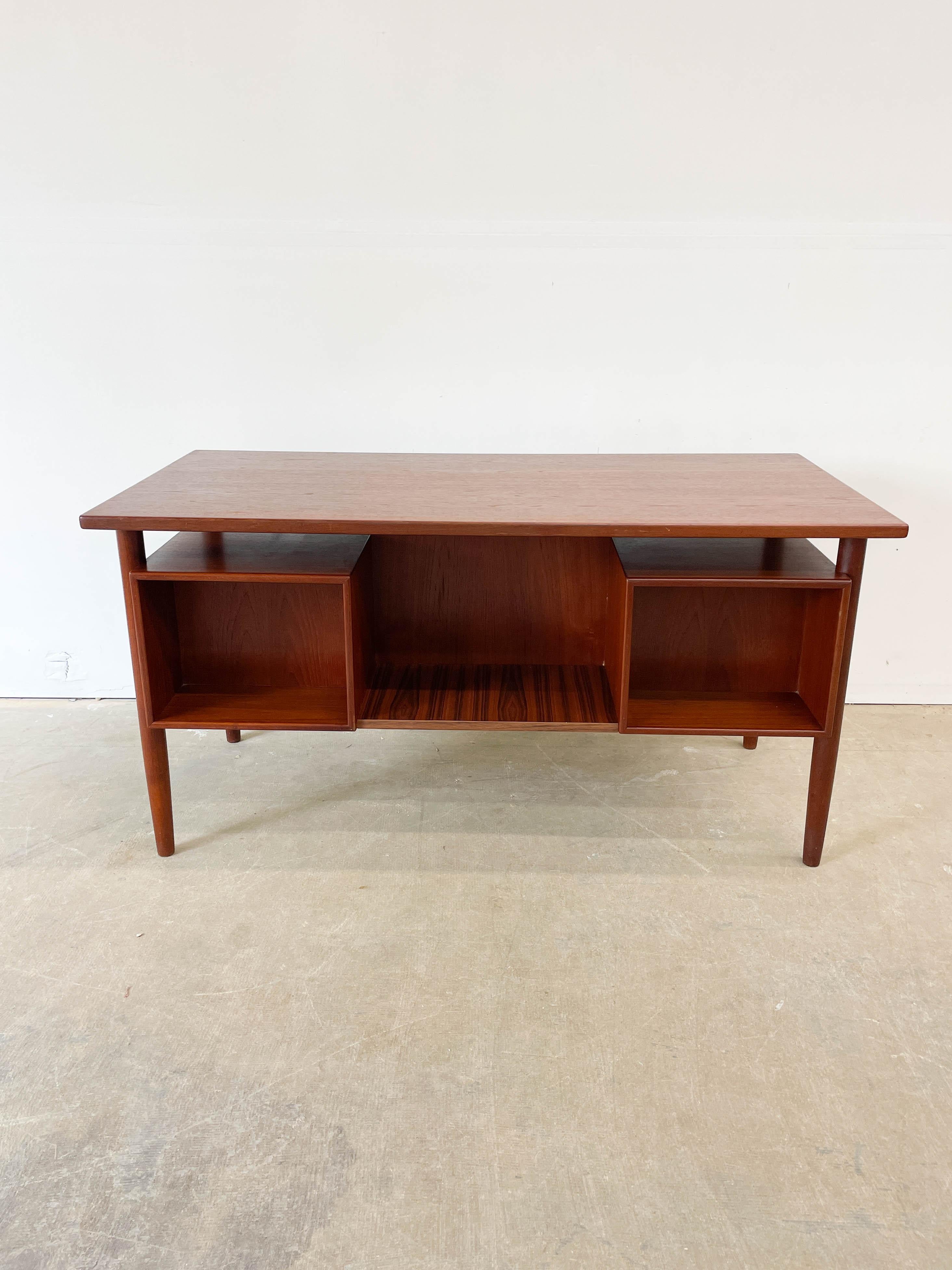 Danish Modern Teak Bookshelf Desk For Sale 8