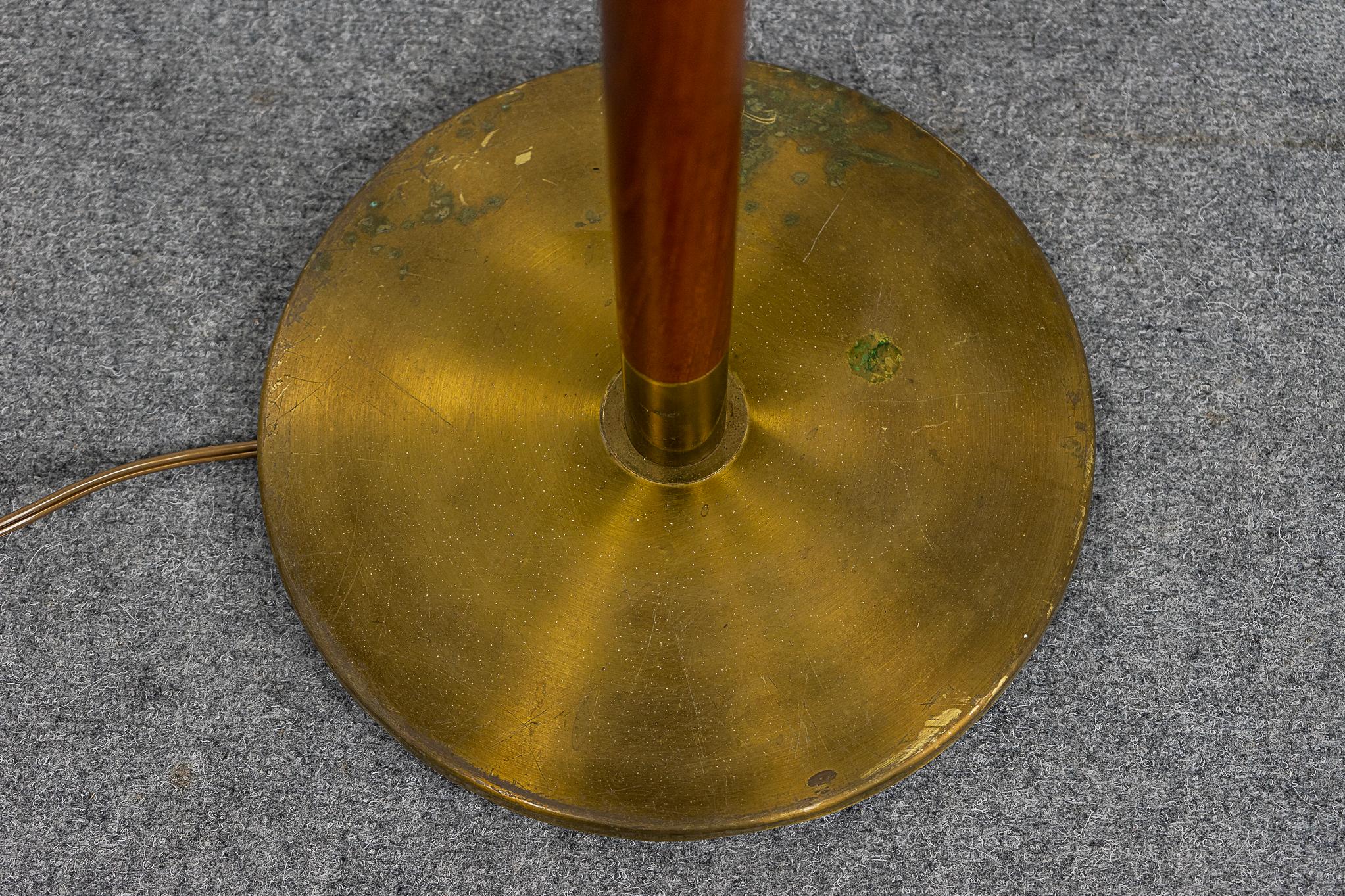 Danish Modern Teak & Brass Floor Lamp In Good Condition For Sale In VANCOUVER, CA