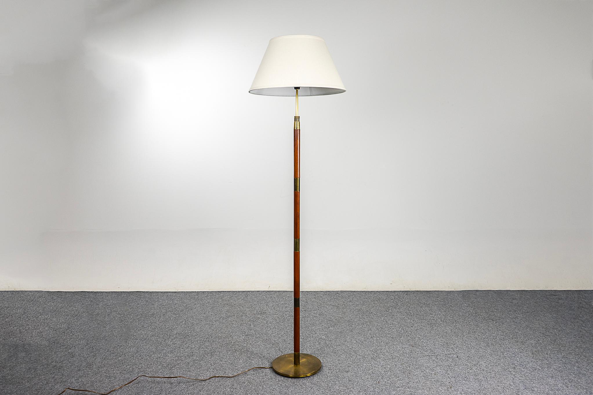 Danish Modern Teak & Brass Floor Lamp For Sale 4