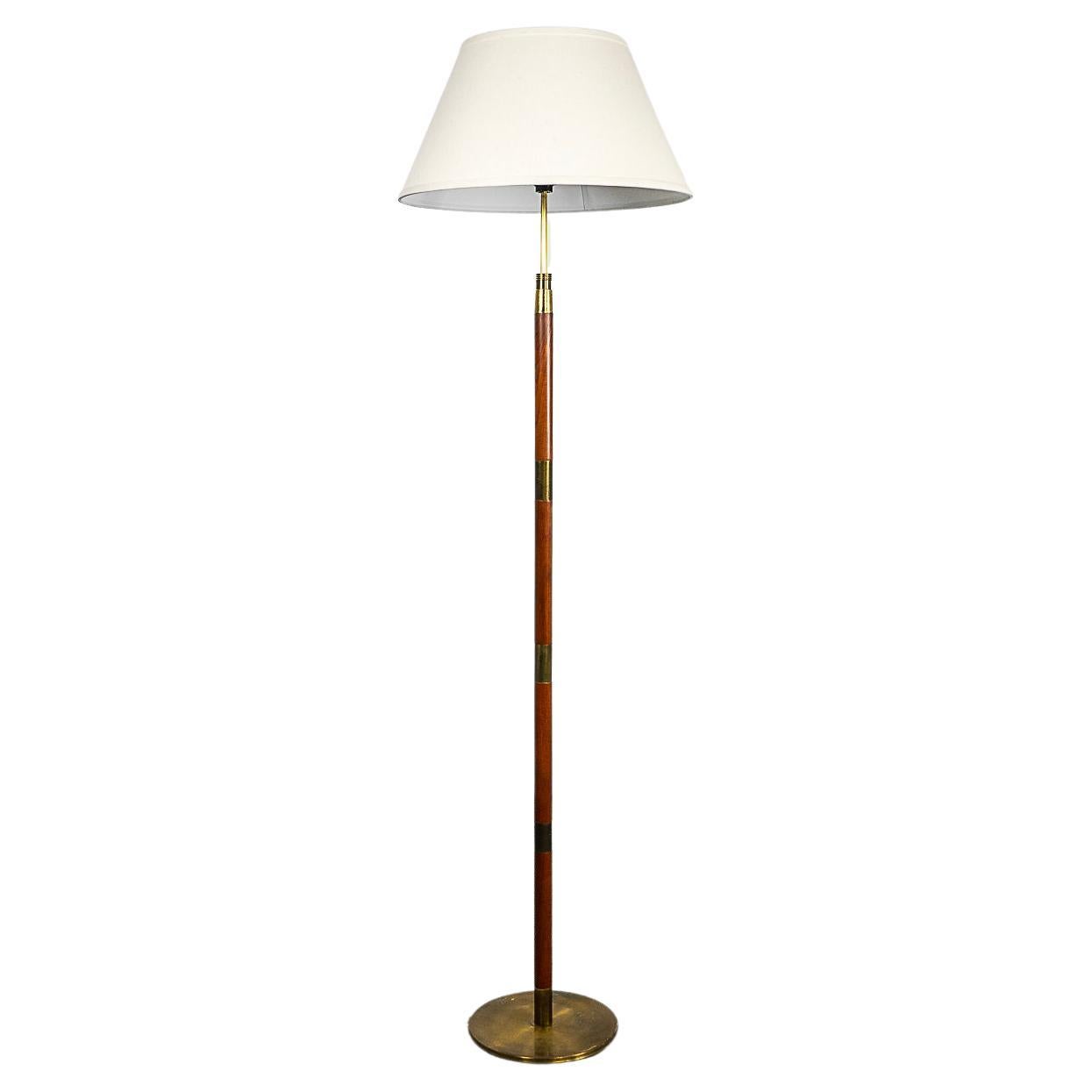 Danish Modern Teak & Brass Floor Lamp For Sale