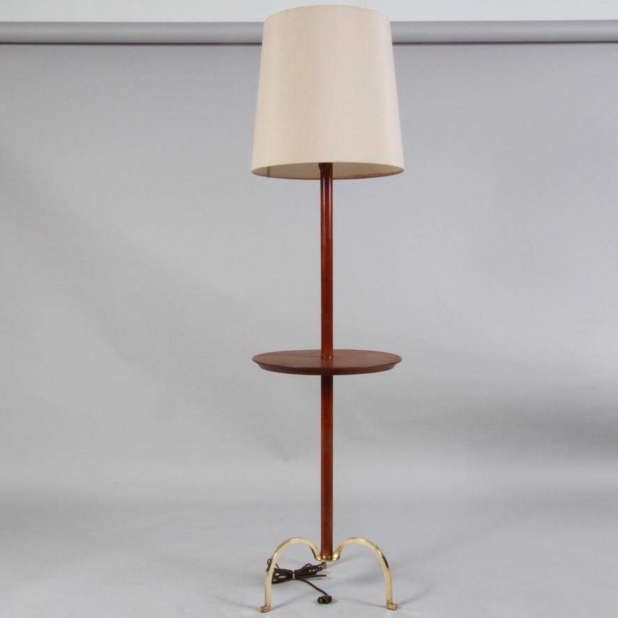 Mid-Century Modern Danish Modern Teak & Brass Tripod Floor Lamp