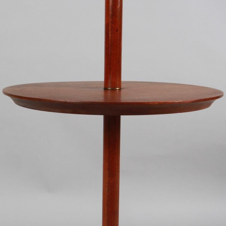 Danish Modern Teak & Brass Tripod Floor Lamp In Good Condition In New London, CT