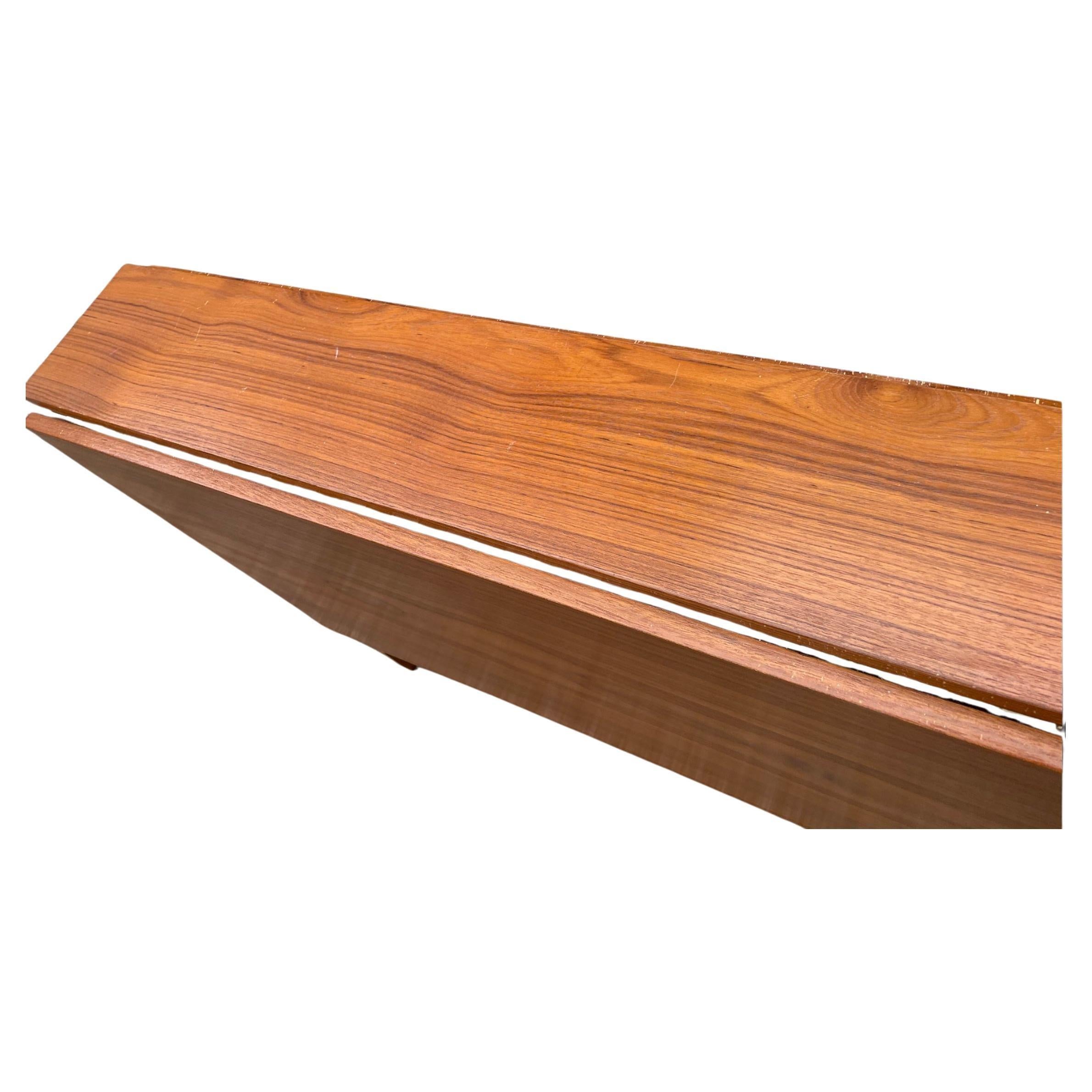 Danish modern Bruno Mathsson Style folding Dining table. Has (2) drop leaves and folds up compact. Table fully open measures 54