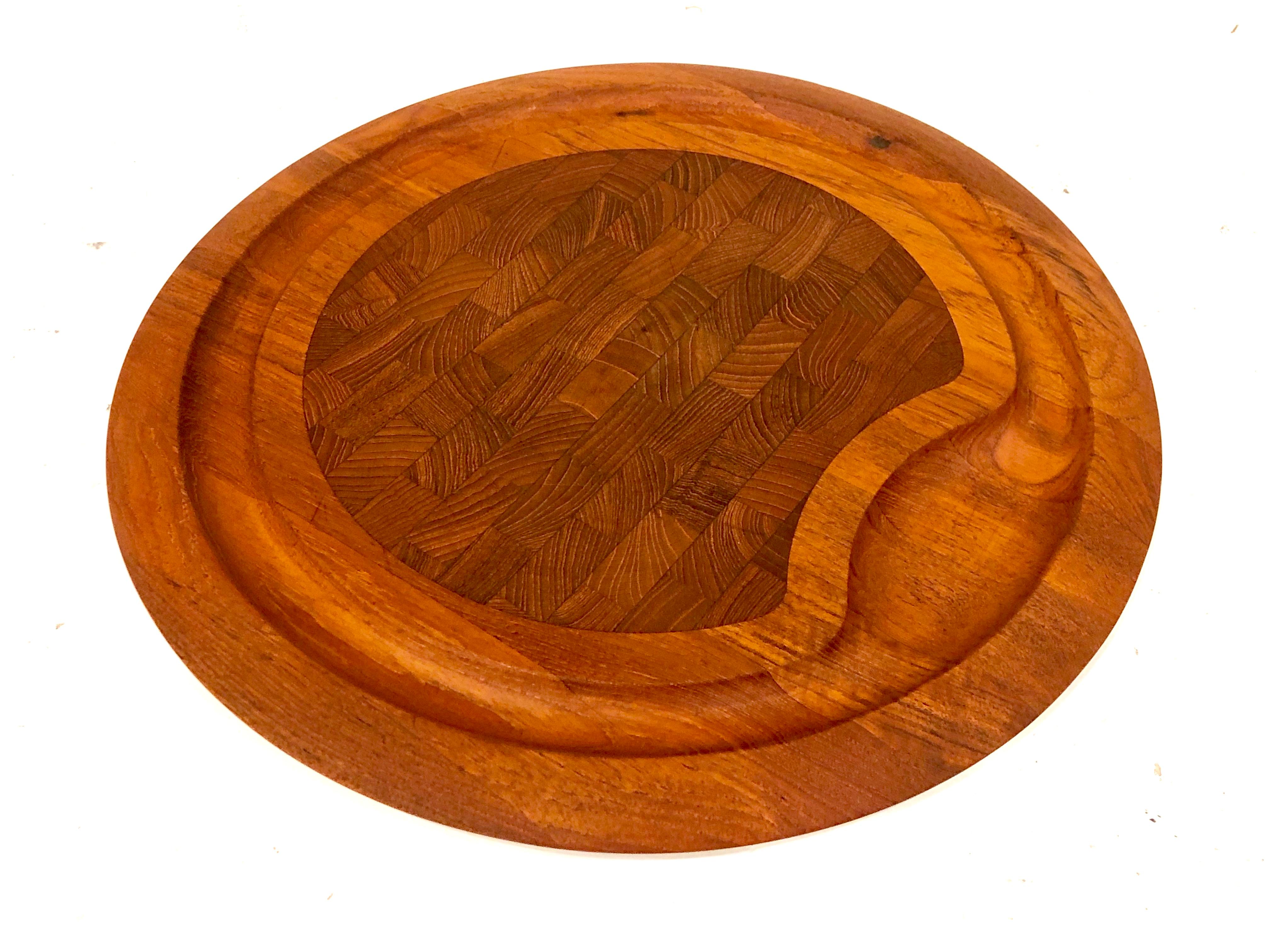 Beautiful solid teak large tray for cheese with edge for placing the crackers, nice condition early production made in Denmark.