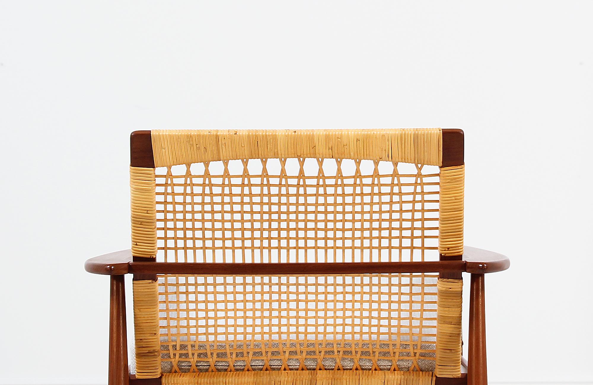 Danish Modern Teak and Cane Lounge Chair by Hans Olsen for Juul Kristensen 5