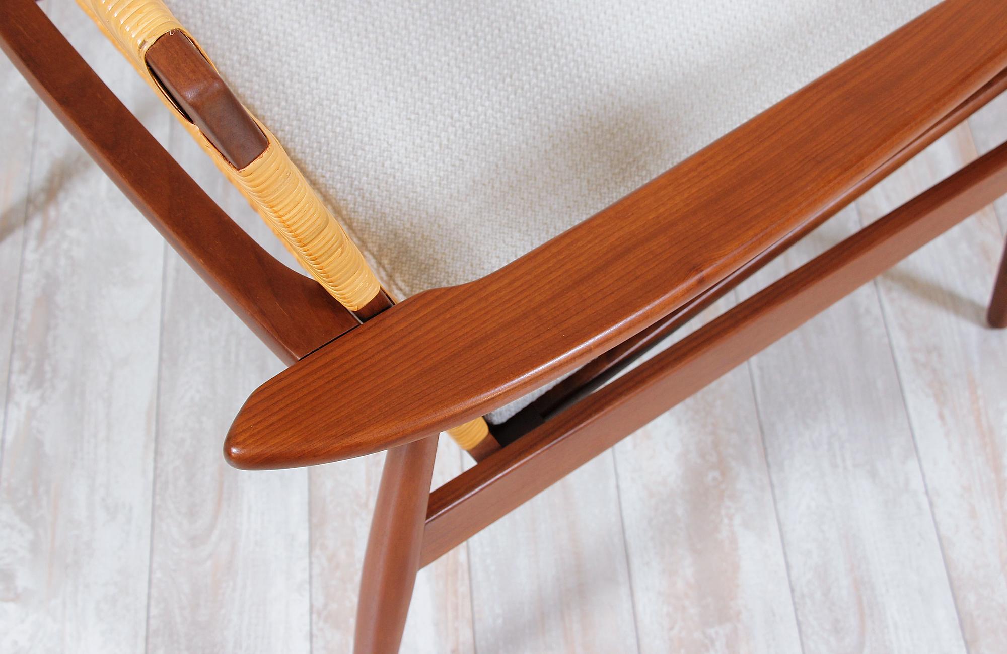Danish Modern Teak and Cane Lounge Chair by Hans Olsen for Juul Kristensen 8