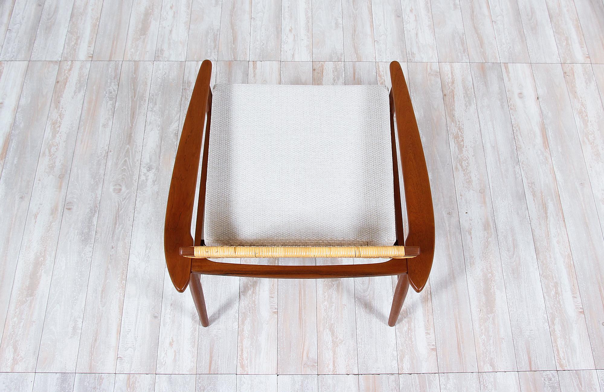 Mid-Century Modern Danish Modern Teak and Cane Lounge Chair by Hans Olsen for Juul Kristensen