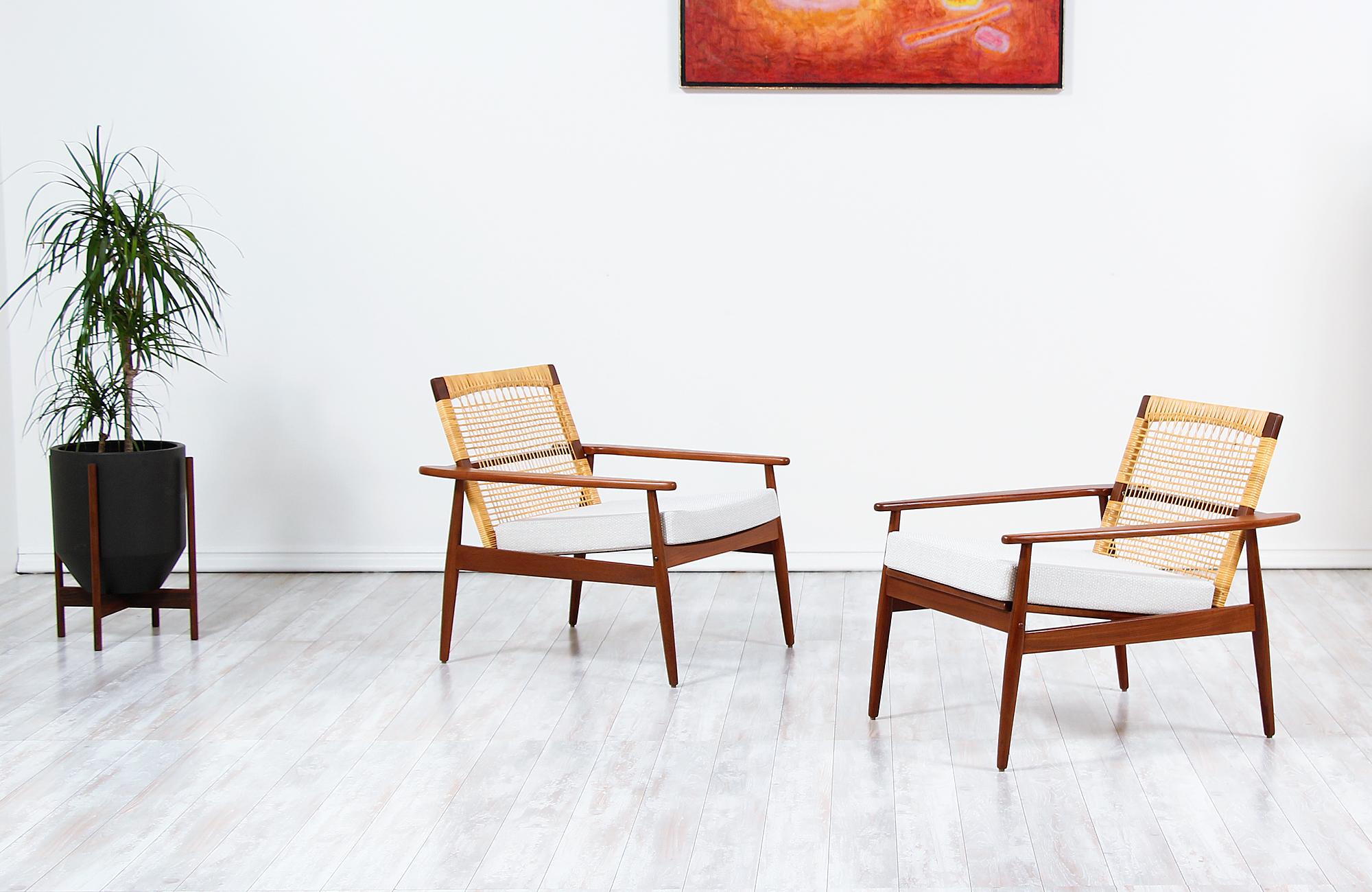 Mid-20th Century Danish Modern Teak and Cane Lounge Chair by Hans Olsen for Juul Kristensen
