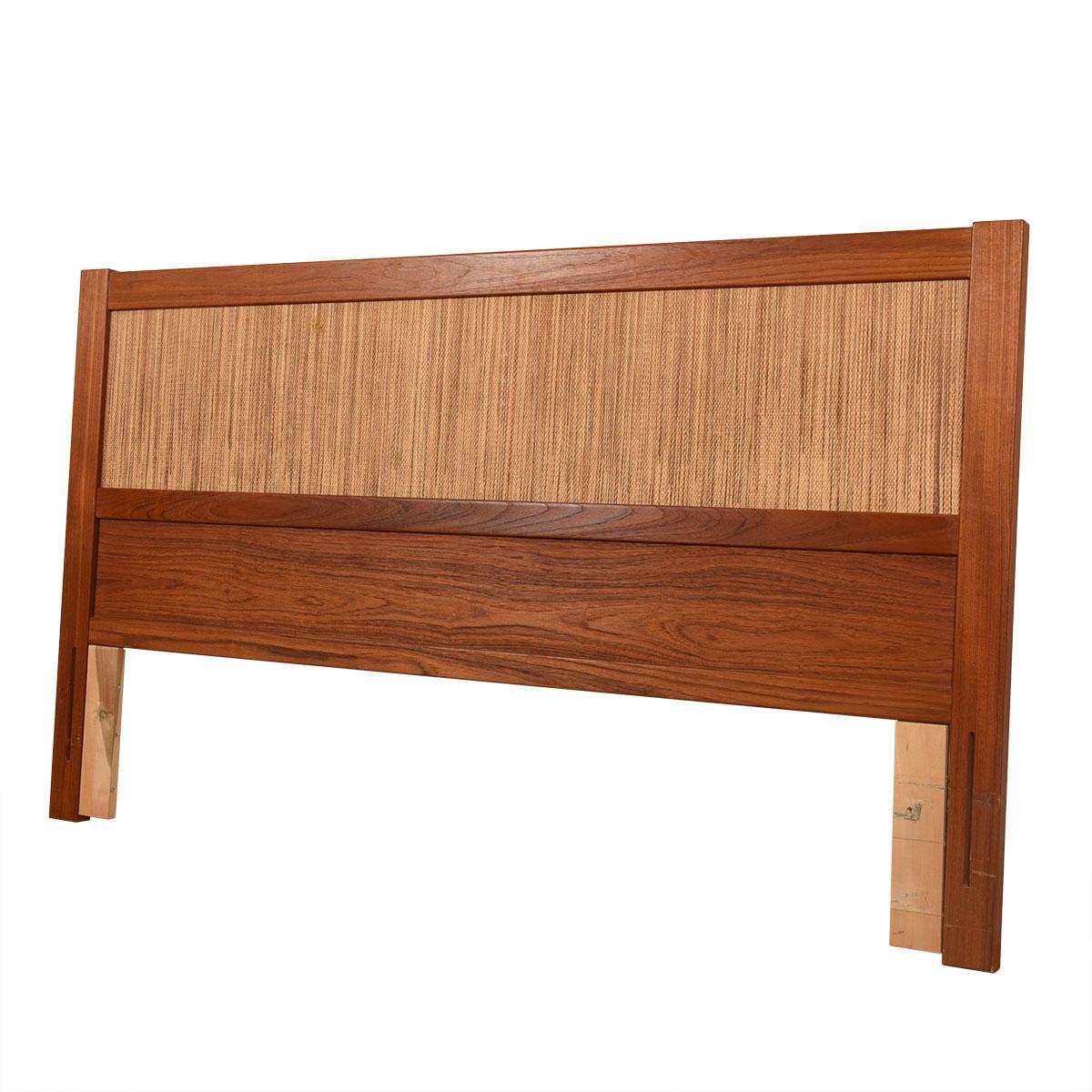Lovely & versatile Danish Modern headboard features beautiful caning in a teak frame on one side, and solid teak on the other.

Feeling summery and casual — use the caned side for a breezy, classic look.
Feeling cozy and ready for some hygge — keep