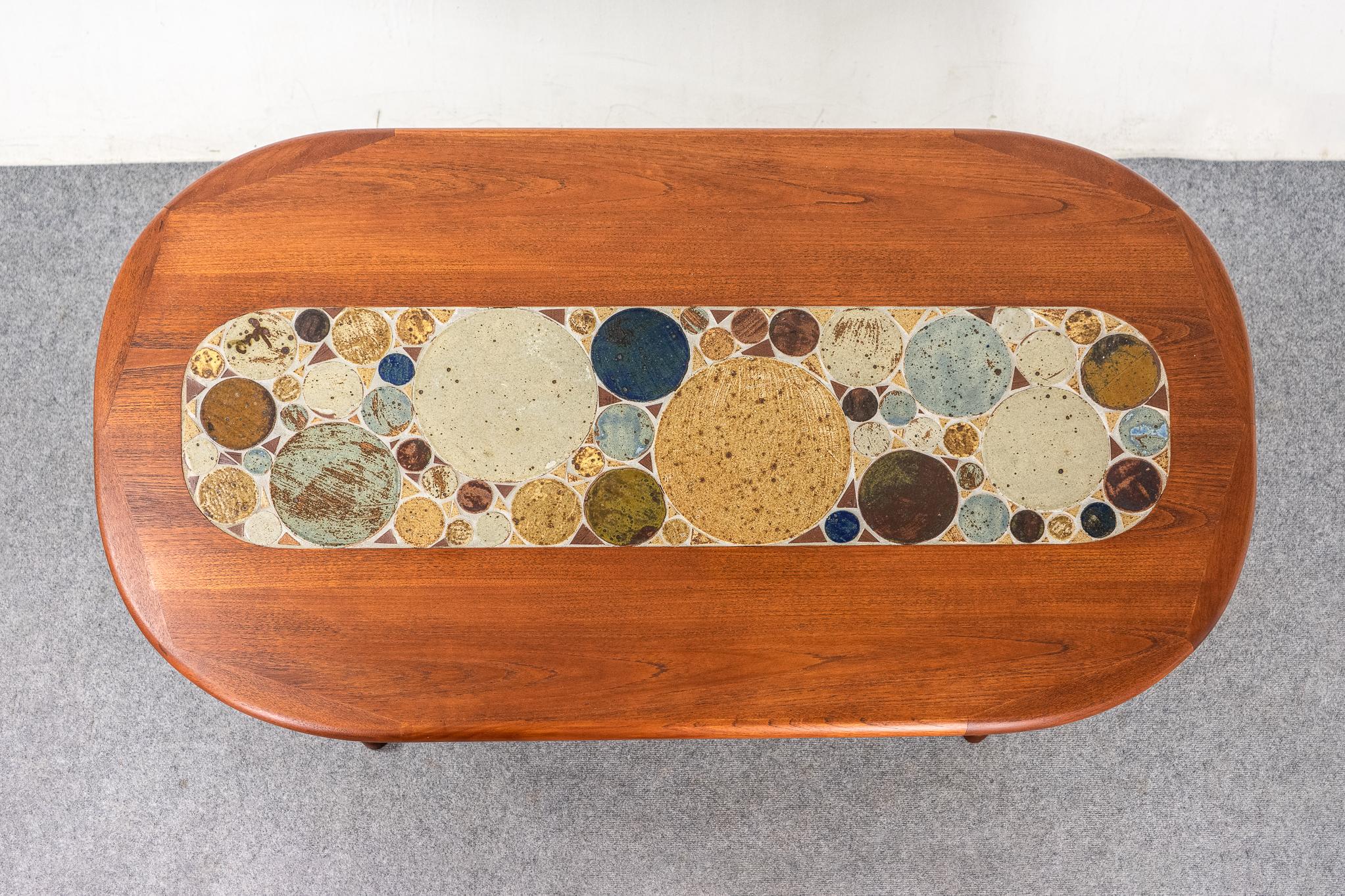 Danish Modern Teak & Ceramic Coffee Table by Tue Poulsen In Good Condition In VANCOUVER, CA