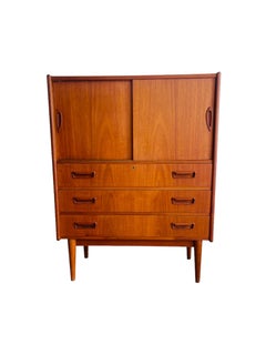 Danish Modern Teak Chest with Sliding Doors