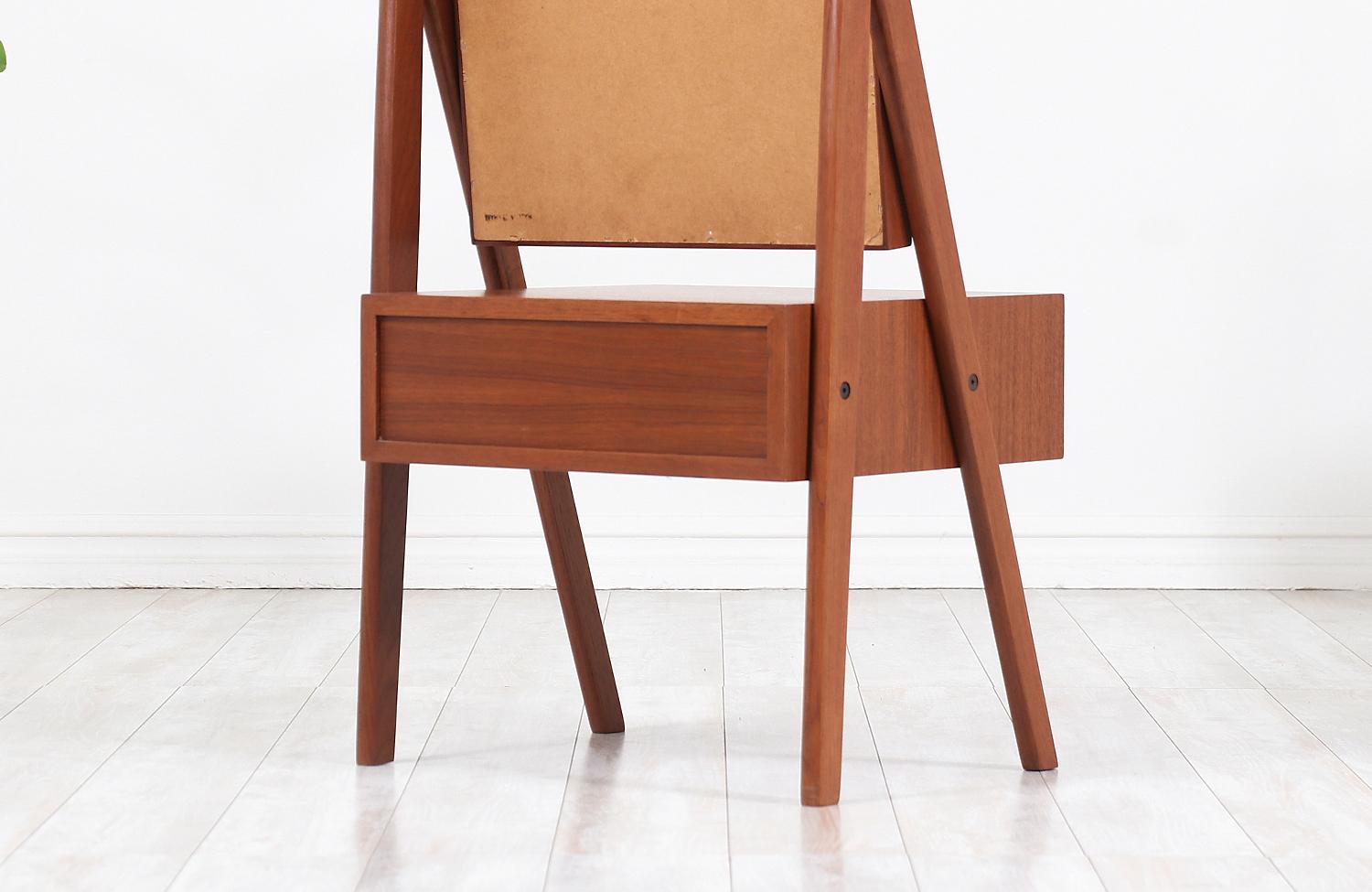 Danish Modern Teak Cheval Dressing Mirror 5