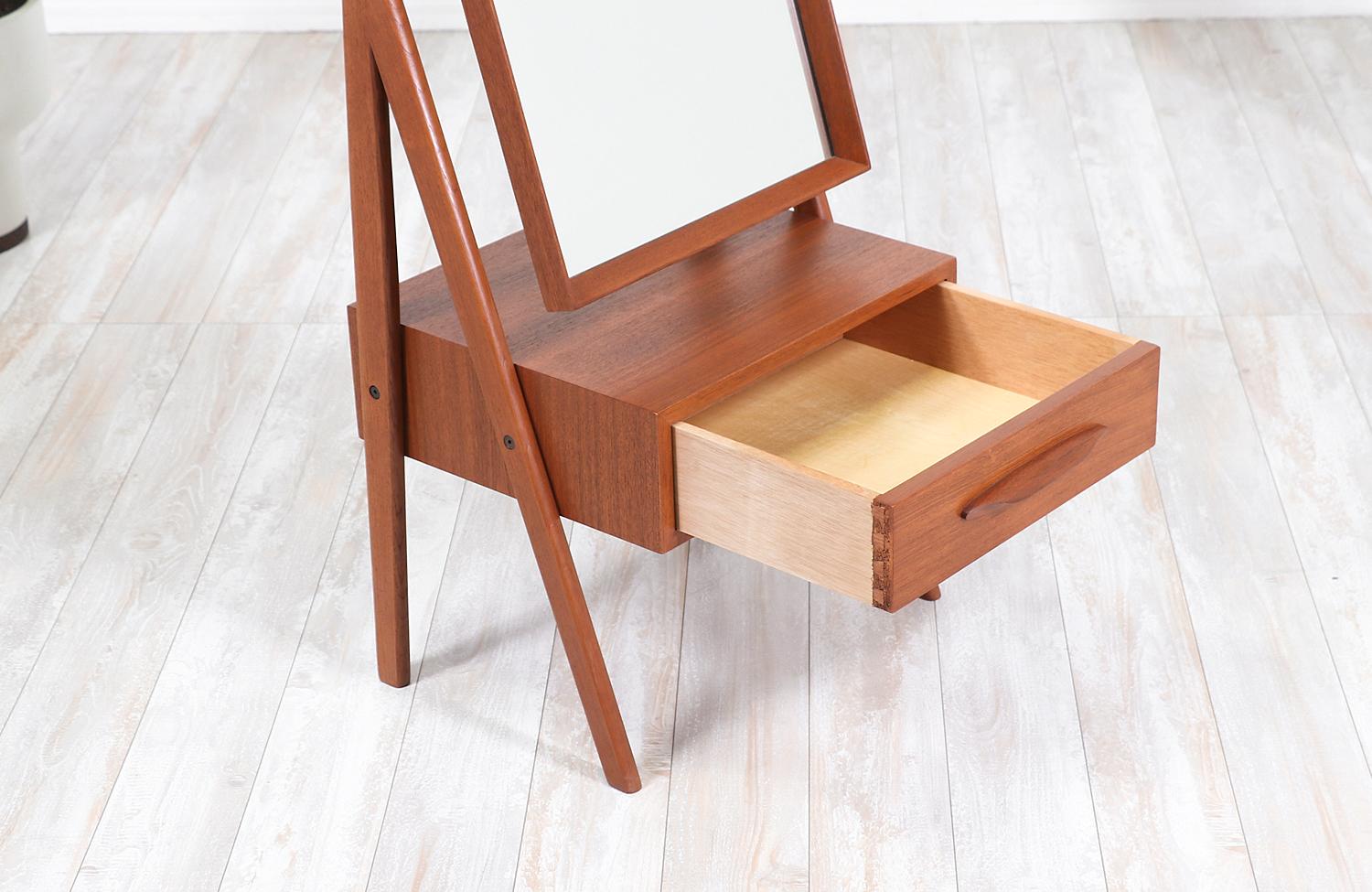 Danish Modern Teak Cheval Dressing Mirror 2