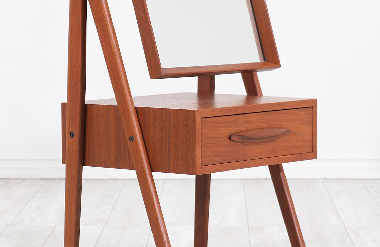 Danish Modern Teak Cheval Dressing Mirror 3