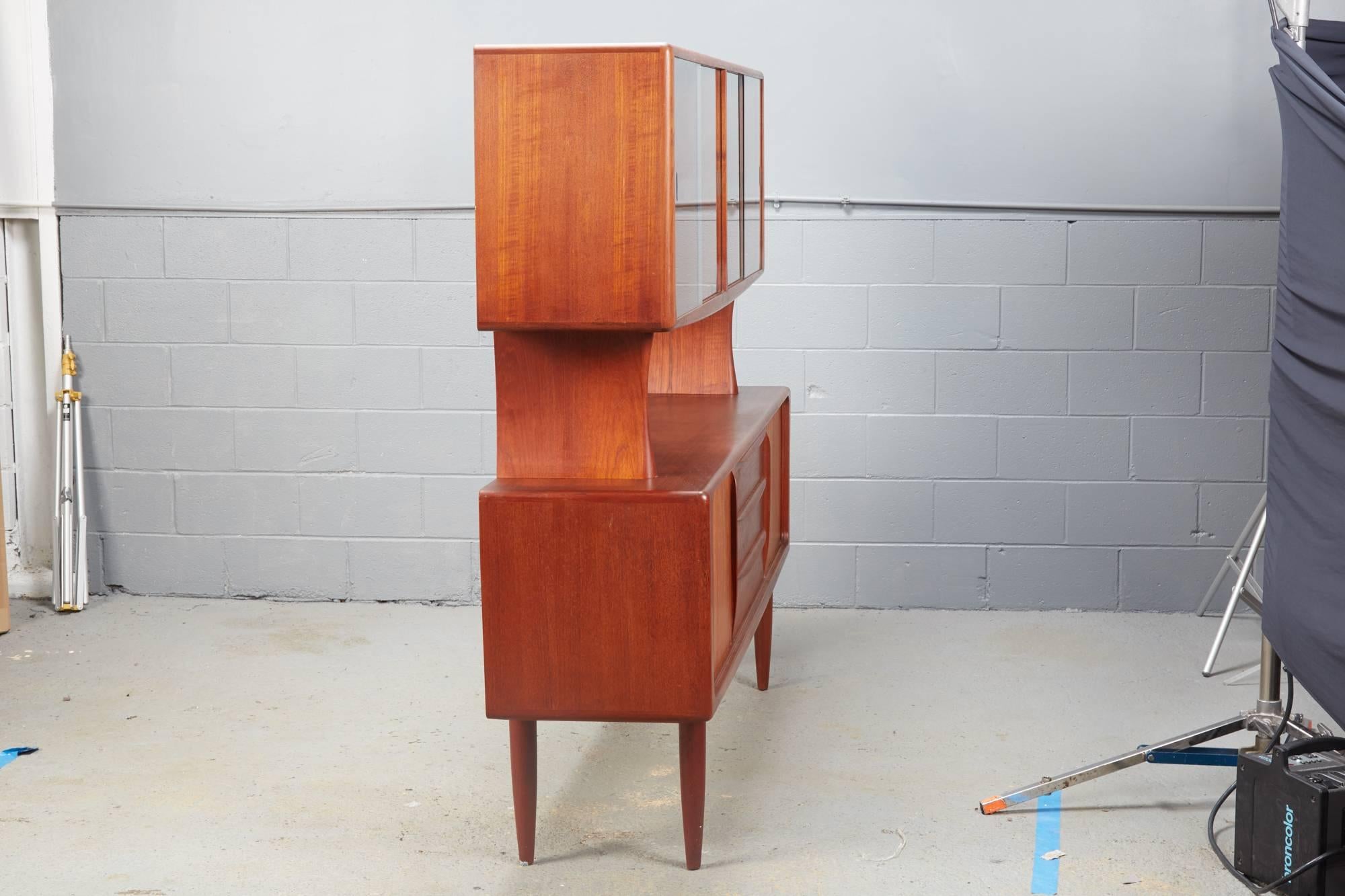 Danish Modern Teak China Cabinet Sideboard by H.P. Hansen 1