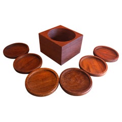 Danish Modern Teak Coaster Set