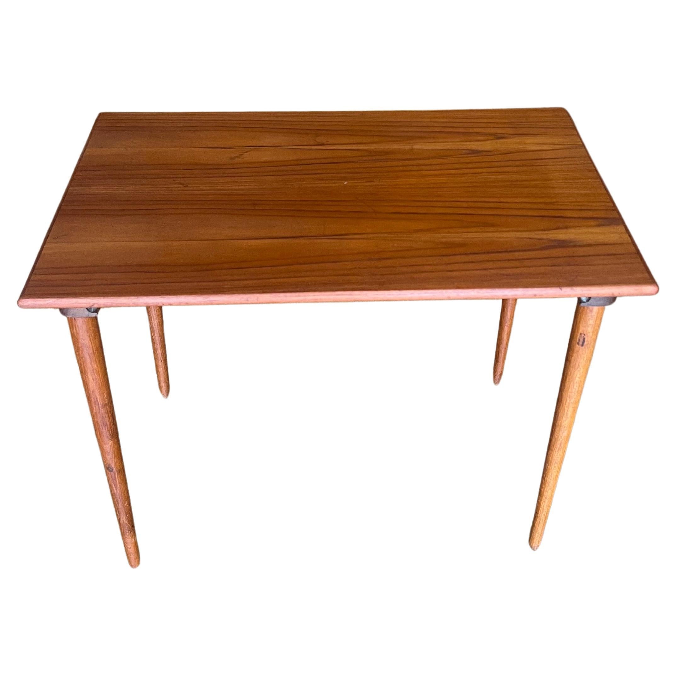 Simple elegant Danish modern small teak cocktail end table, versatile beautiful freshly refinished easy to ship with removable legs.