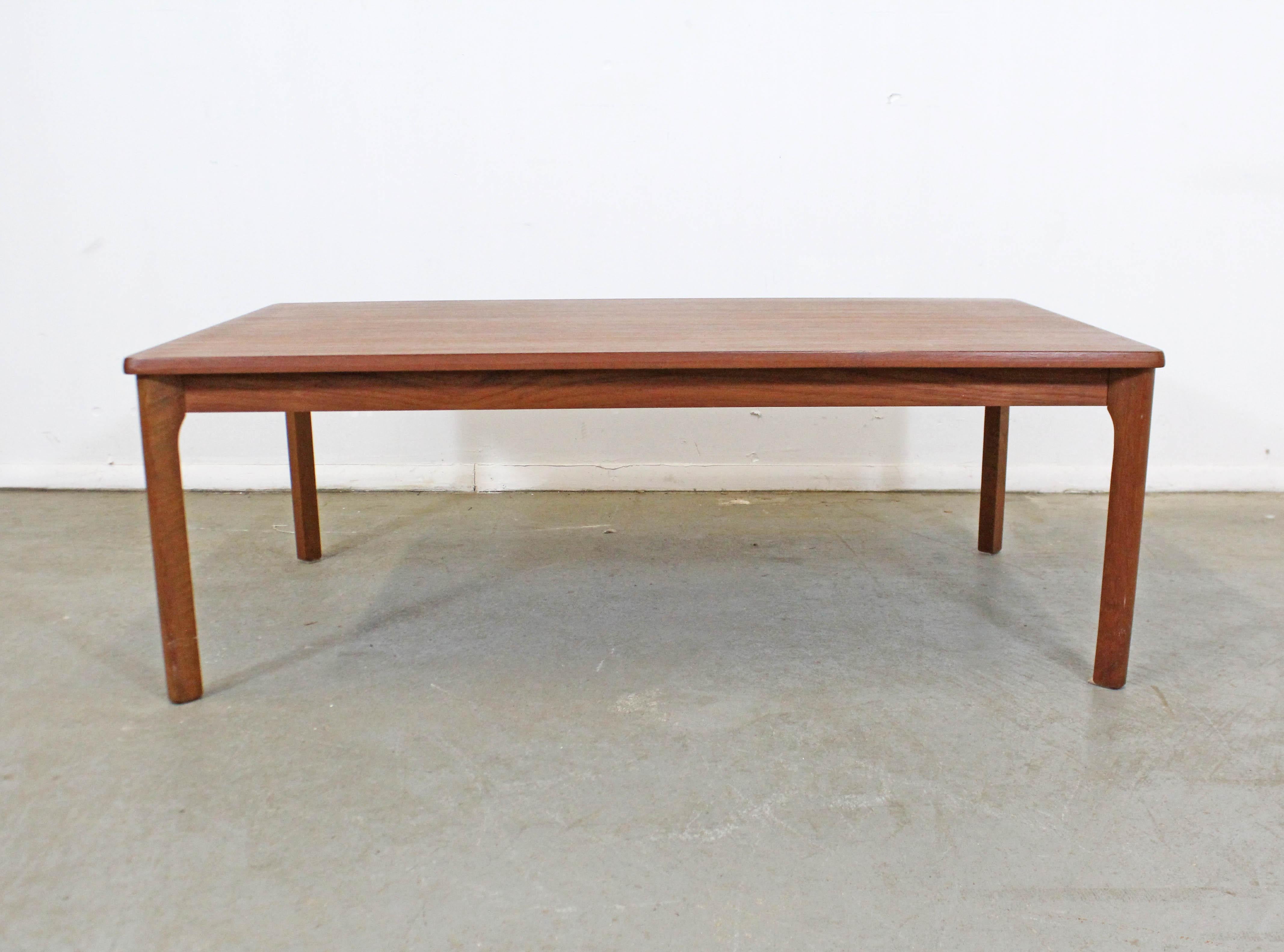 What a find. Offered is a Danish modern coffee table made by Domino Mobler. It is in good condition with some age wear including surface scratches and minor scuff marks. It is structurally sound. Please review pictures and condition carefully. It is