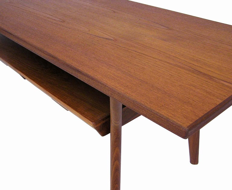 Teak Coffee Table With Shelf : 1960s Danish teak coffee table with rattan undershelf ... / This amazing teak storage unit is 2 pieces.