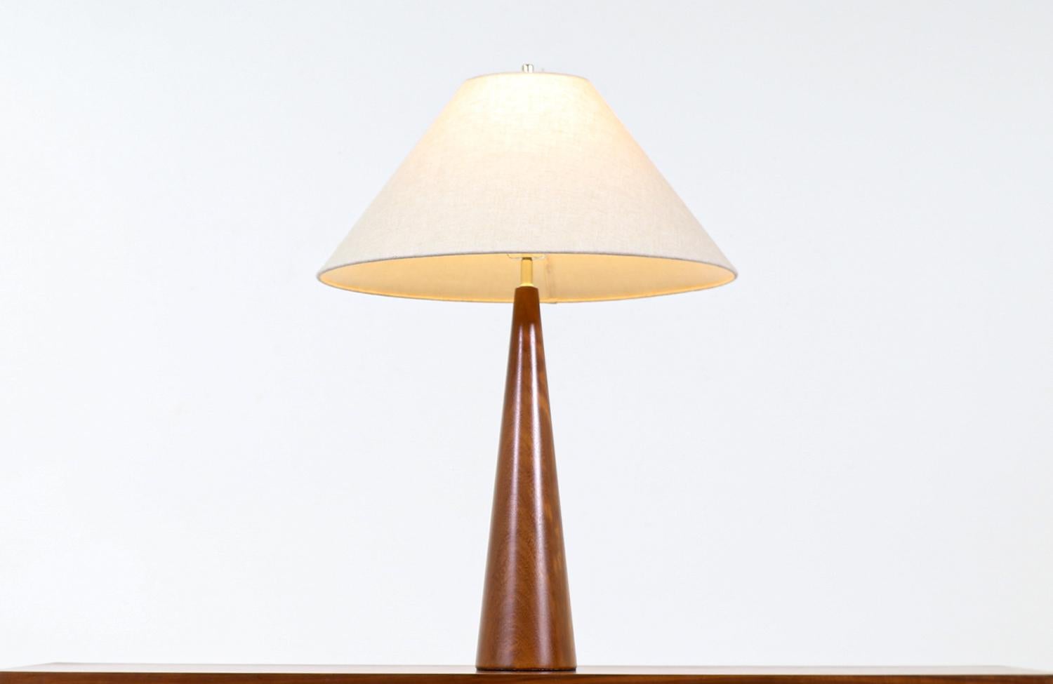 Mid-Century Modern Danish Modern Teak Cone Shape Table Lamp
