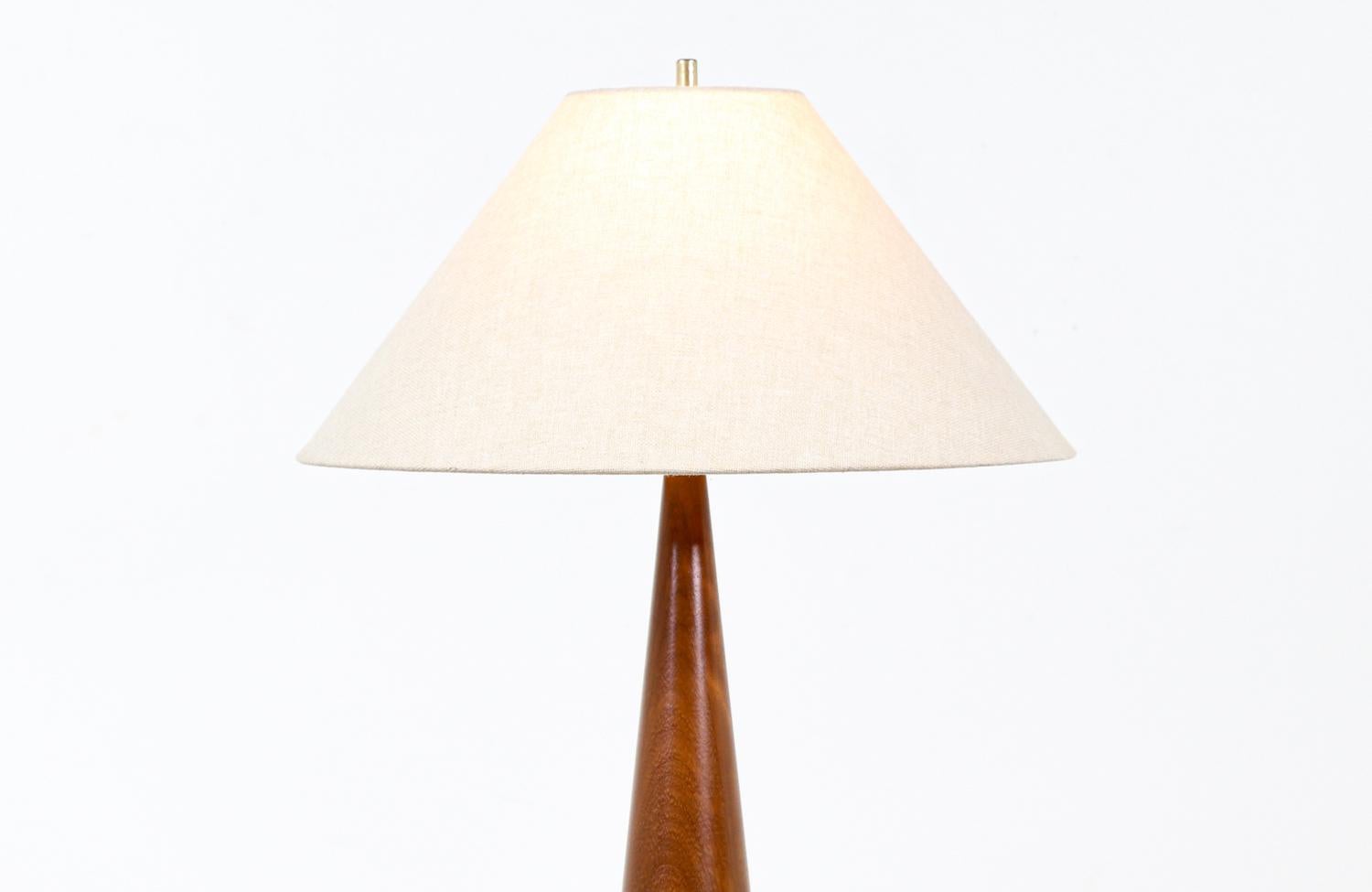 Danish Modern Teak Cone Shape Table Lamp In Excellent Condition In Los Angeles, CA