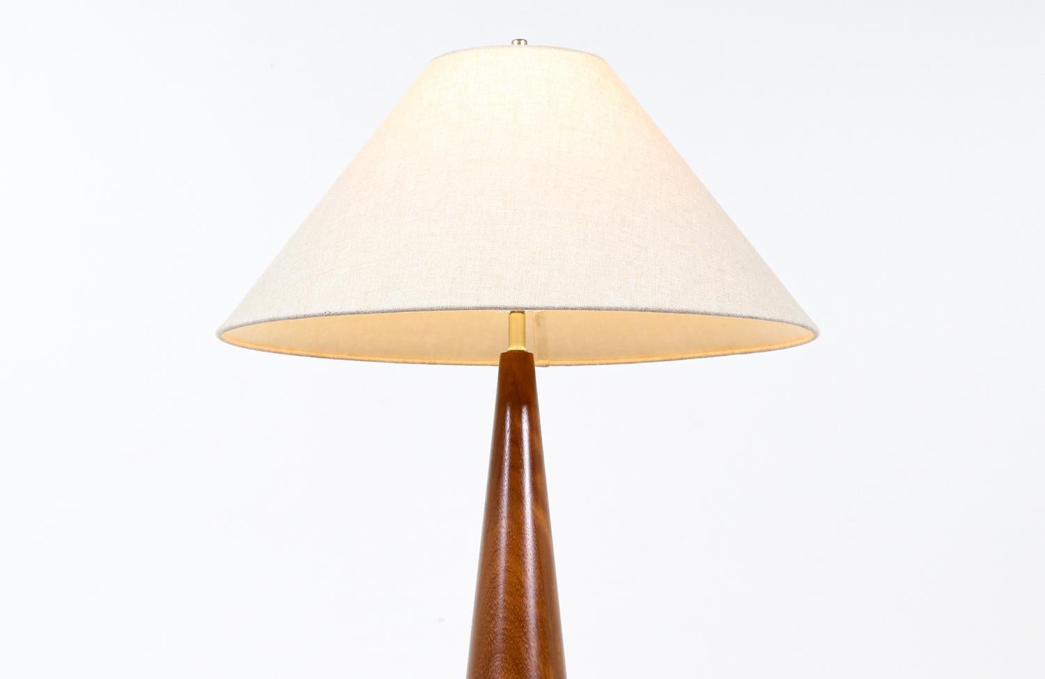 Mid-20th Century Danish Modern Teak Cone Shape Table Lamp