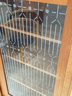 Danish Modern Teak Corner Glass Curio Cabinet or Bar