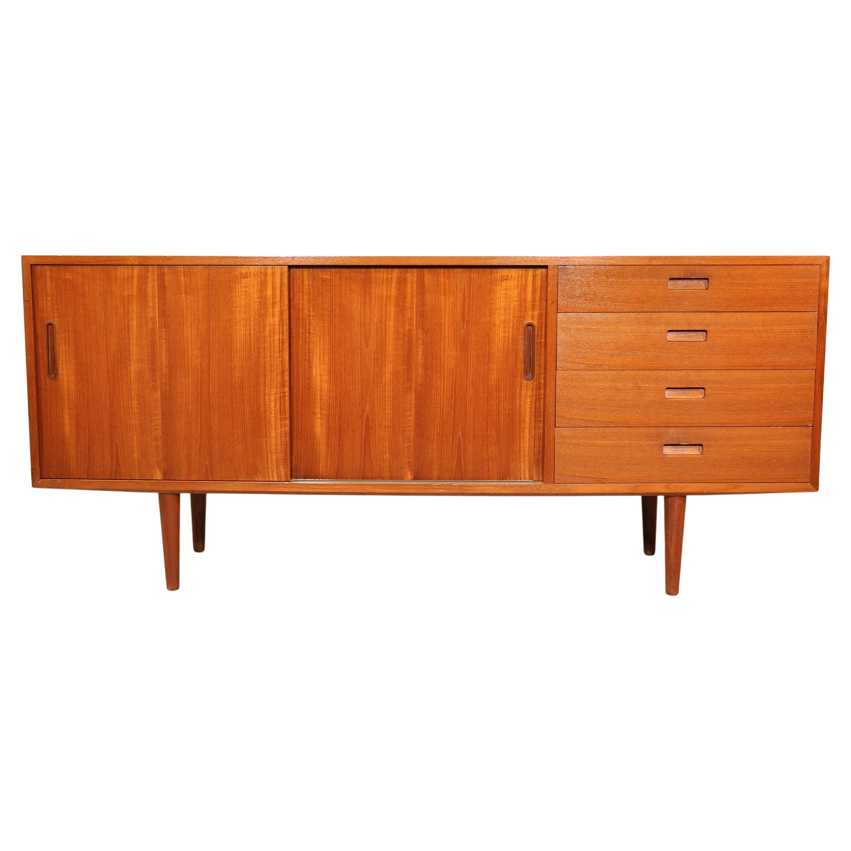 Danish Modern Teak Credenza Bar Cabinet For Sale