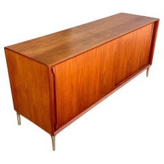 Danish Modern Teak Credenza MCM with Brass Legs