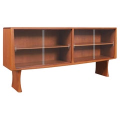 Danish Modern Teak Credenza or Bookcase with Glass Doors by Hos Wulff