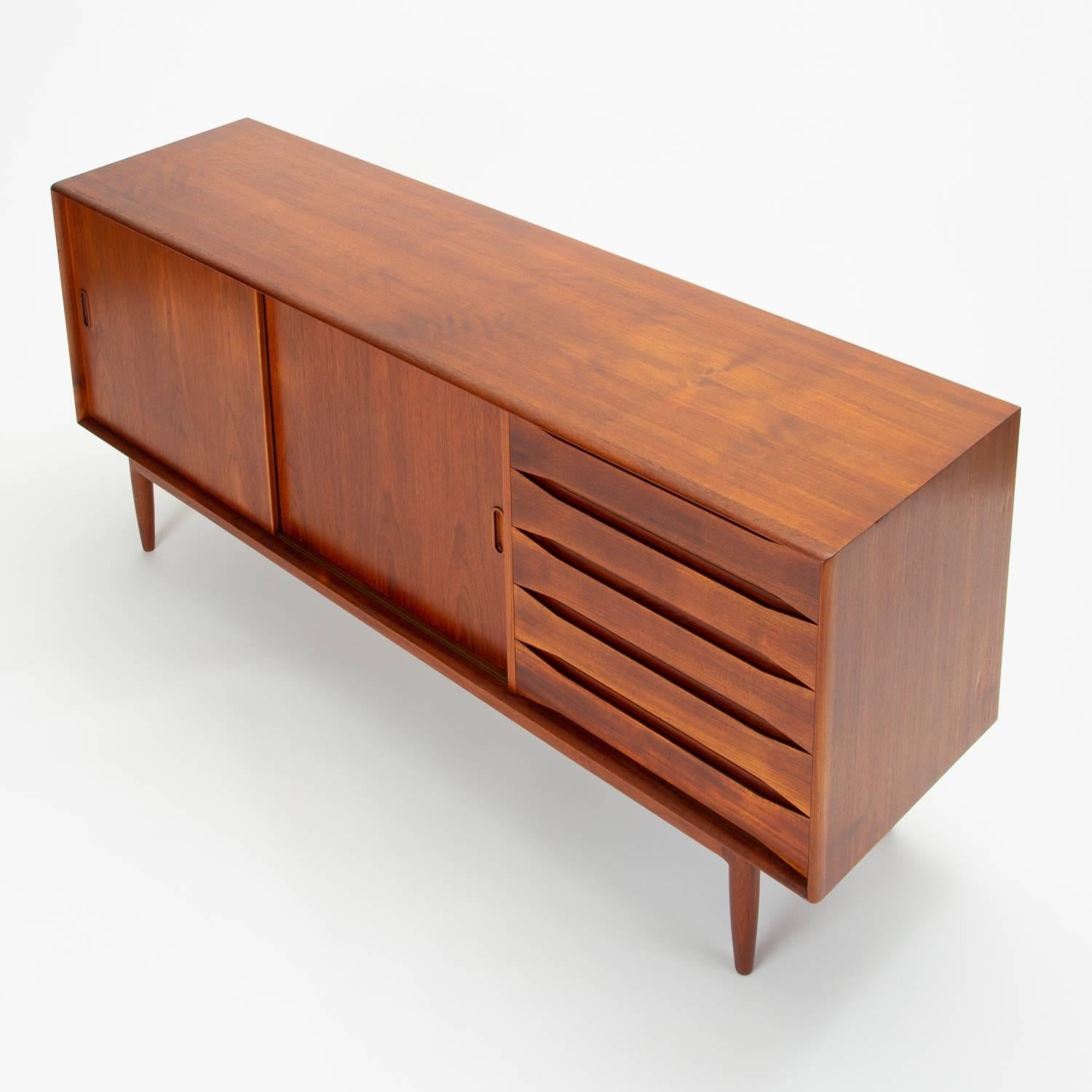 Danish Modern Teak Credenza with Bowtie Drawers by Johannes Aasbjerg 5