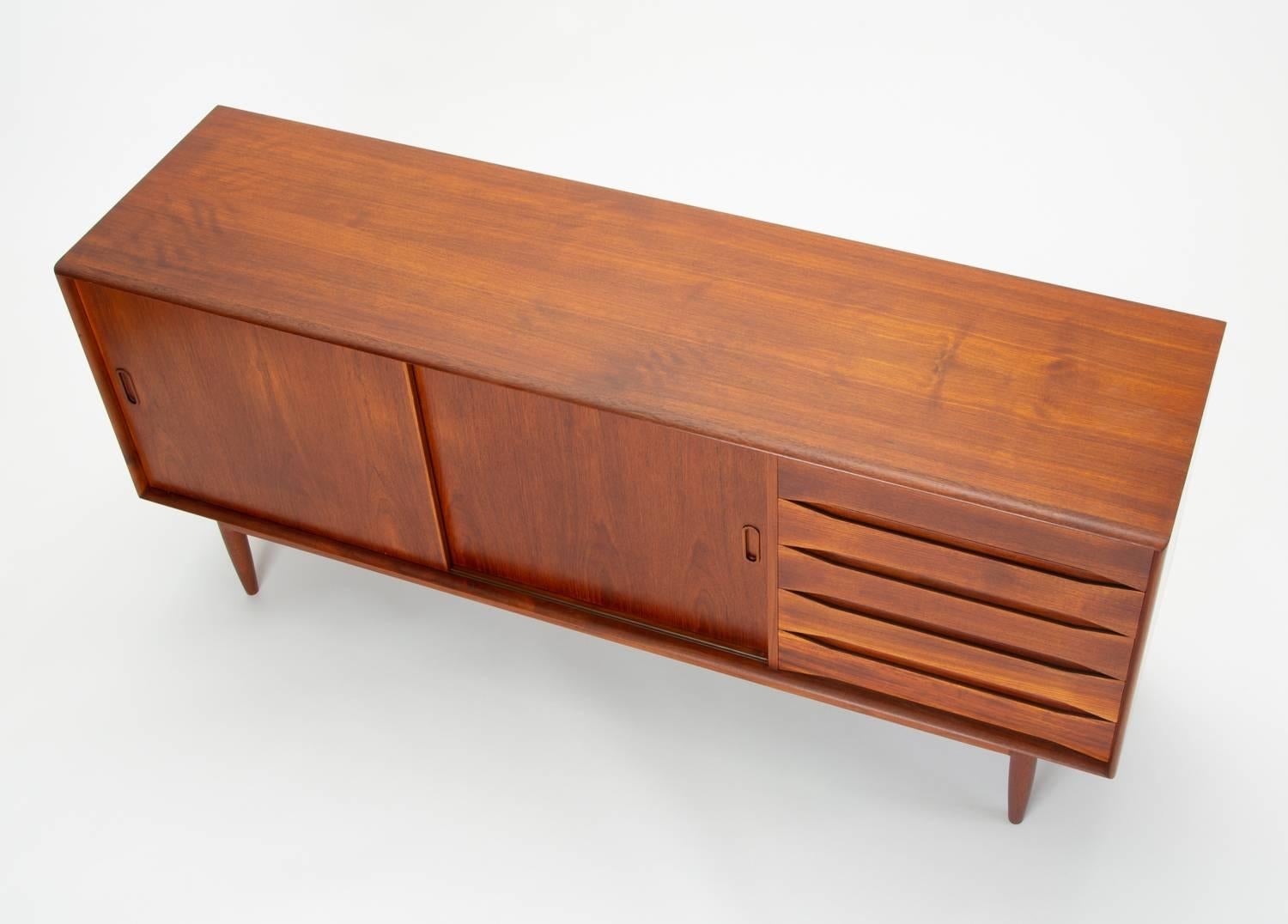 Danish Modern Teak Credenza with Bowtie Drawers by Johannes Aasbjerg 6