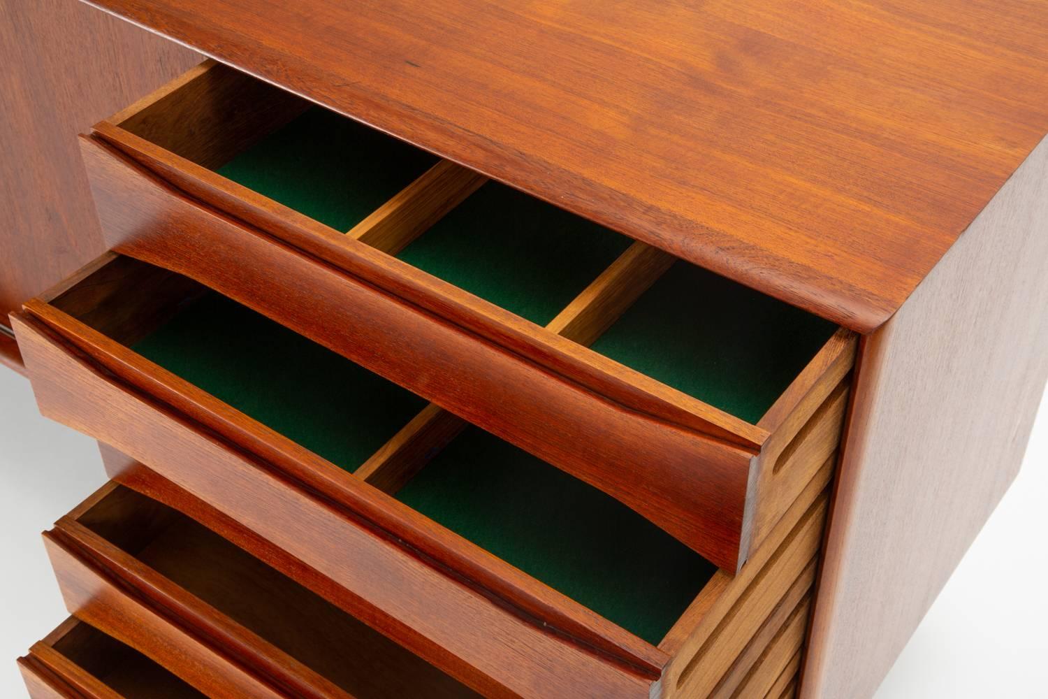 Danish Modern Teak Credenza with Bowtie Drawers by Johannes Aasbjerg 14