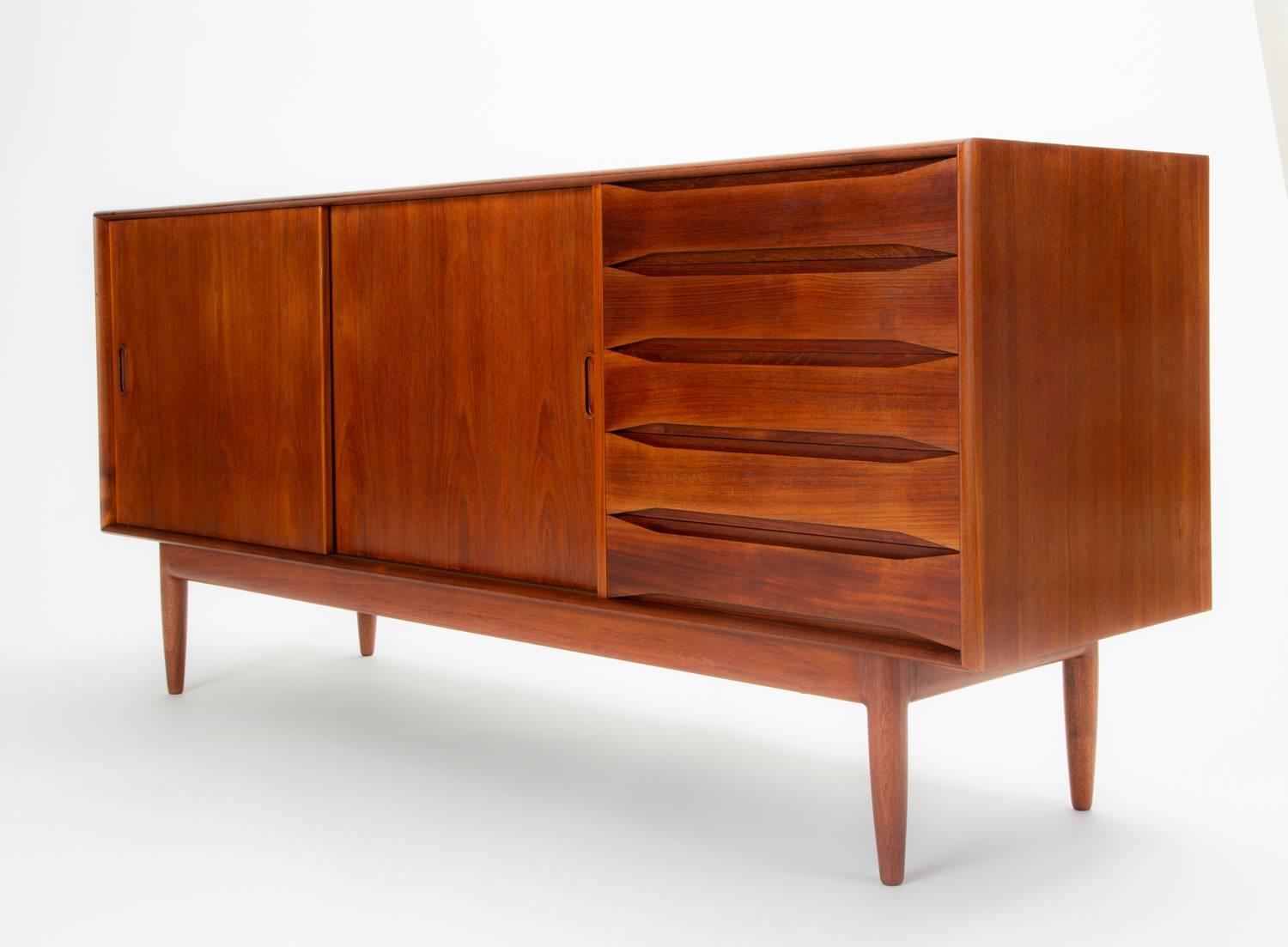 Danish Modern Teak Credenza with Bowtie Drawers by Johannes Aasbjerg 3