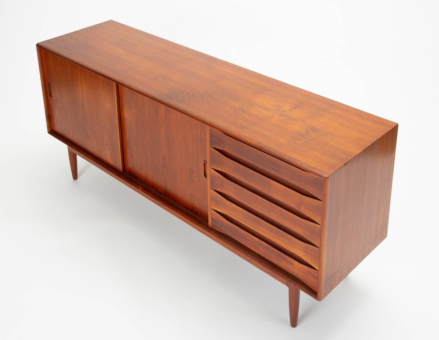 Danish Modern Teak Credenza with Bowtie Drawers by Johannes Aasbjerg 4