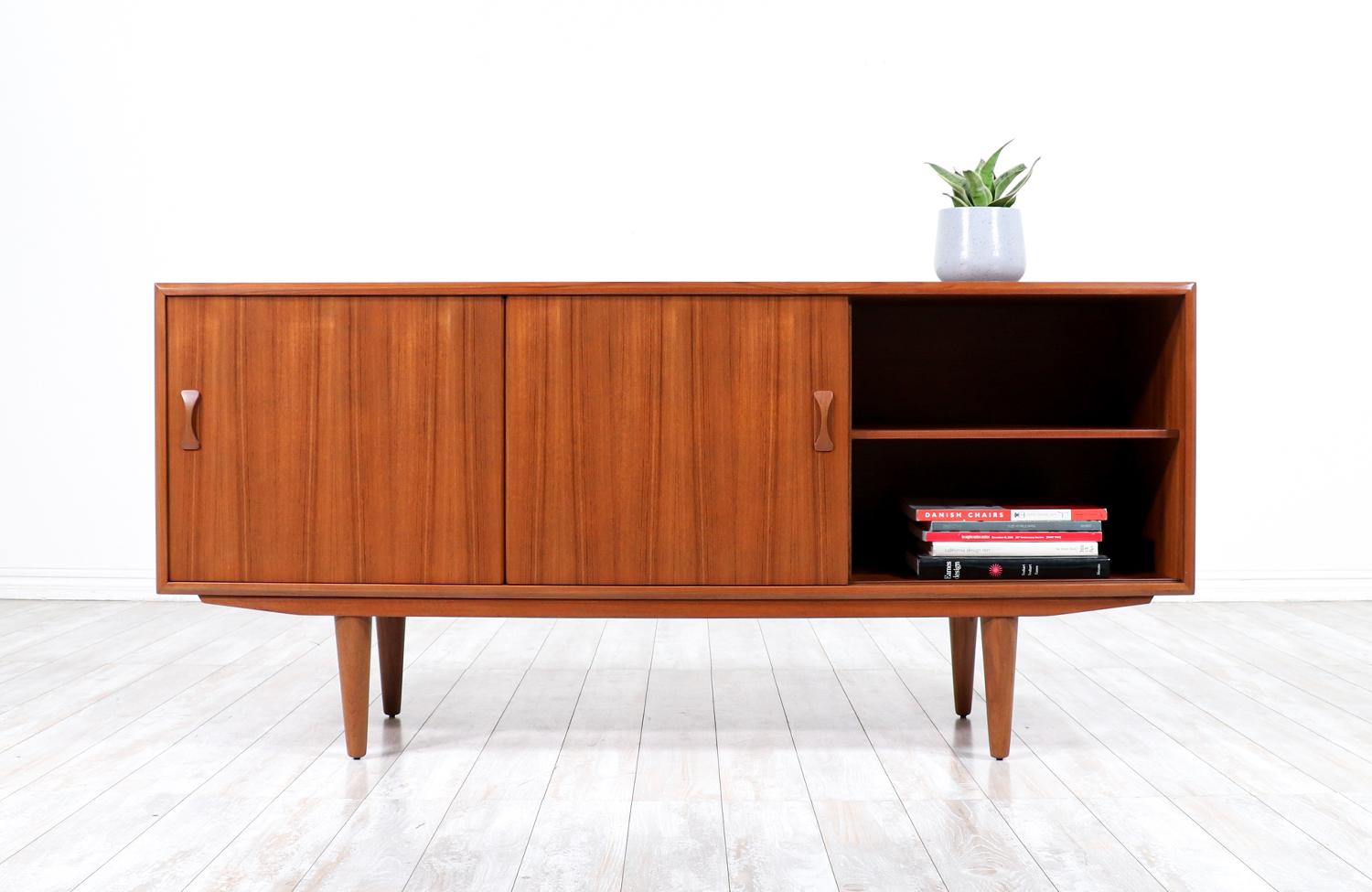 Mid-Century Modern Danish Modern Teak Credenza with Bowtie Style Pulls by Clausen & Søn
