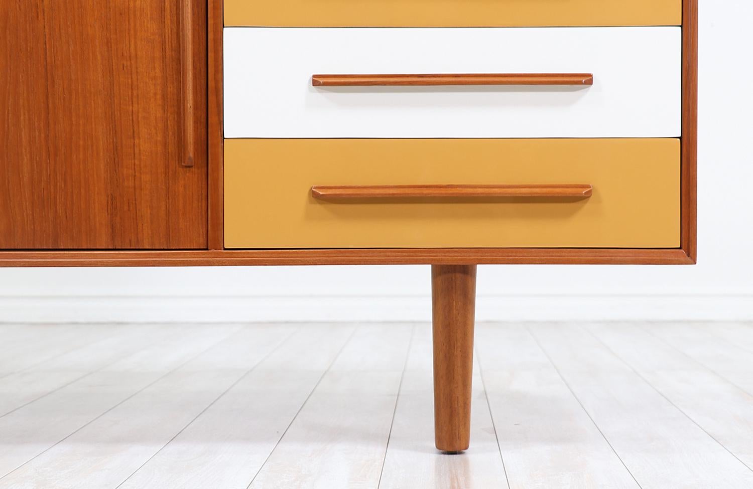 Danish Modern Teak Credenza with Multi-Color Lacquered Drawers 2