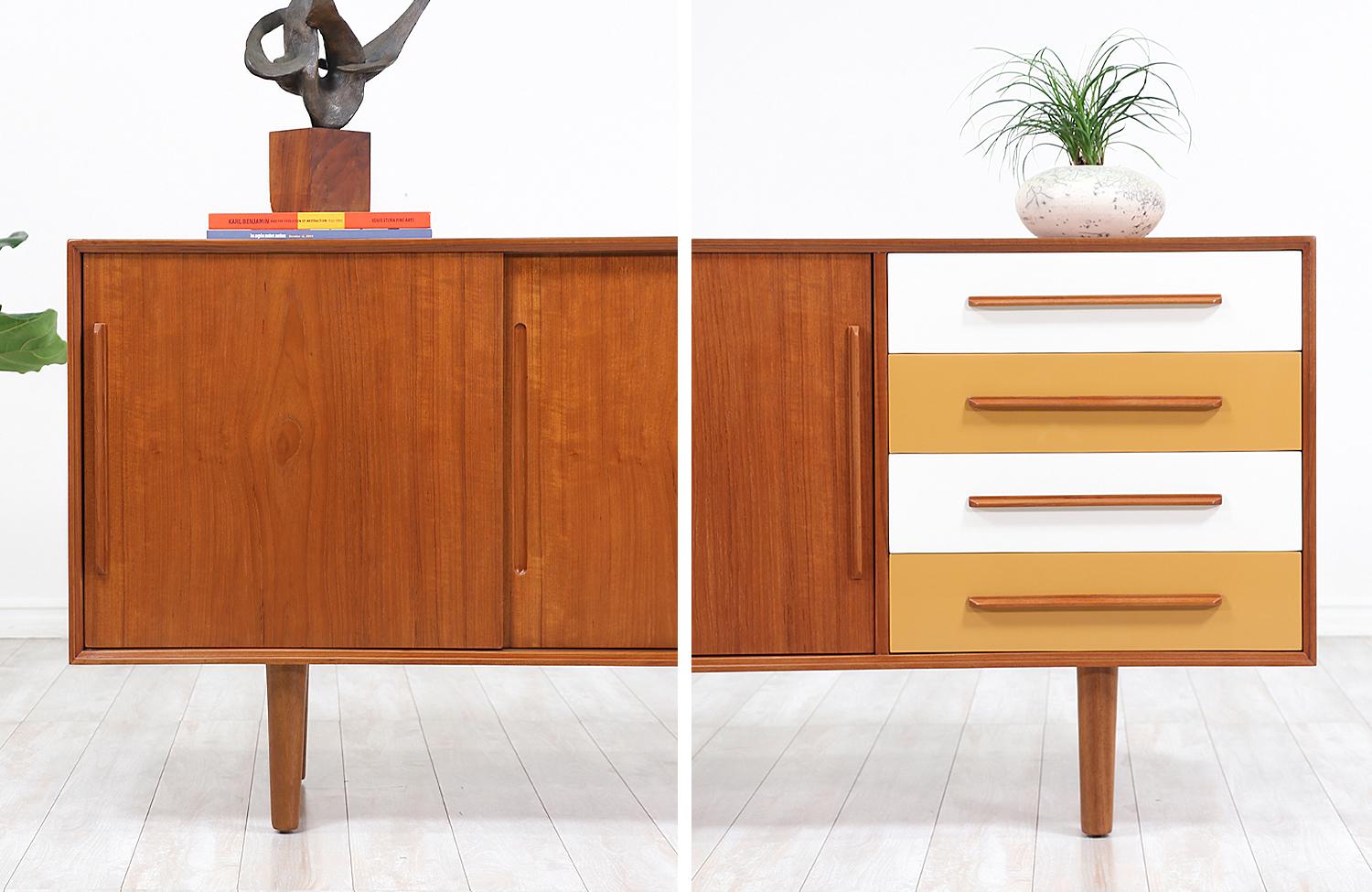 Danish Modern Teak Credenza with Multi-Color Lacquered Drawers 5