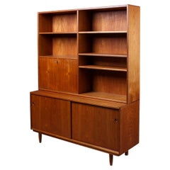 Danish Modern Teak Credenza with Removable Bookcase / Bar Hutch