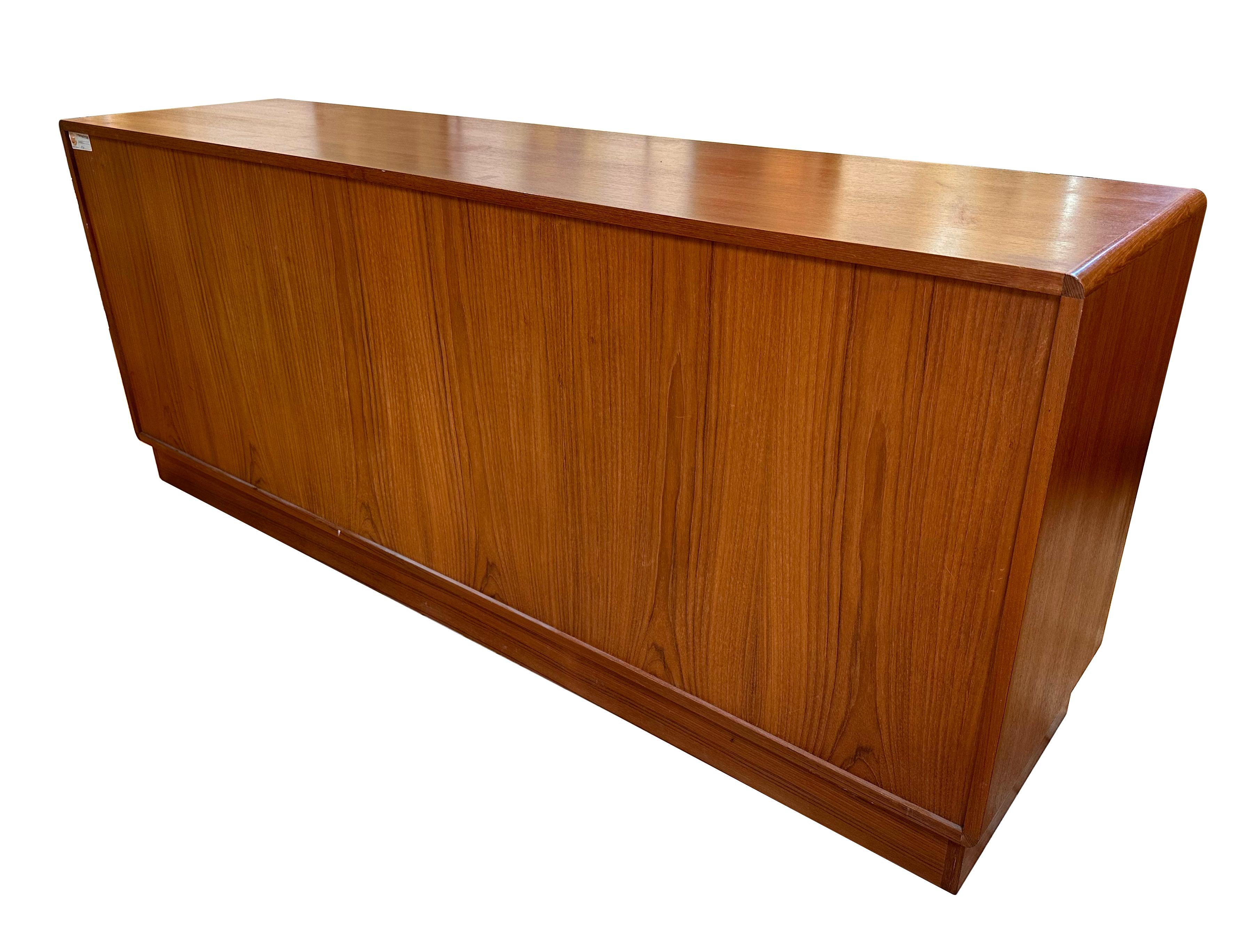 Danish Modern Teak Credenza with Tambour Doors by Drylund For Sale 5