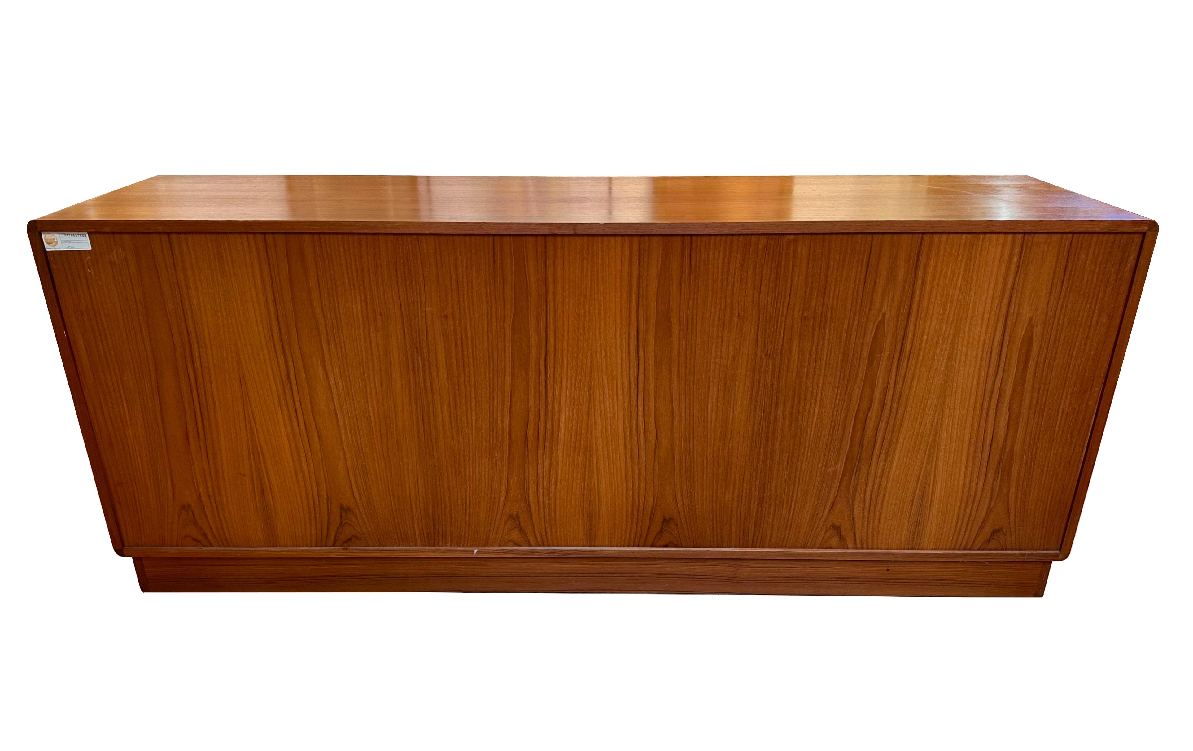 Danish Modern Teak Credenza with Tambour Doors by Drylund For Sale 6