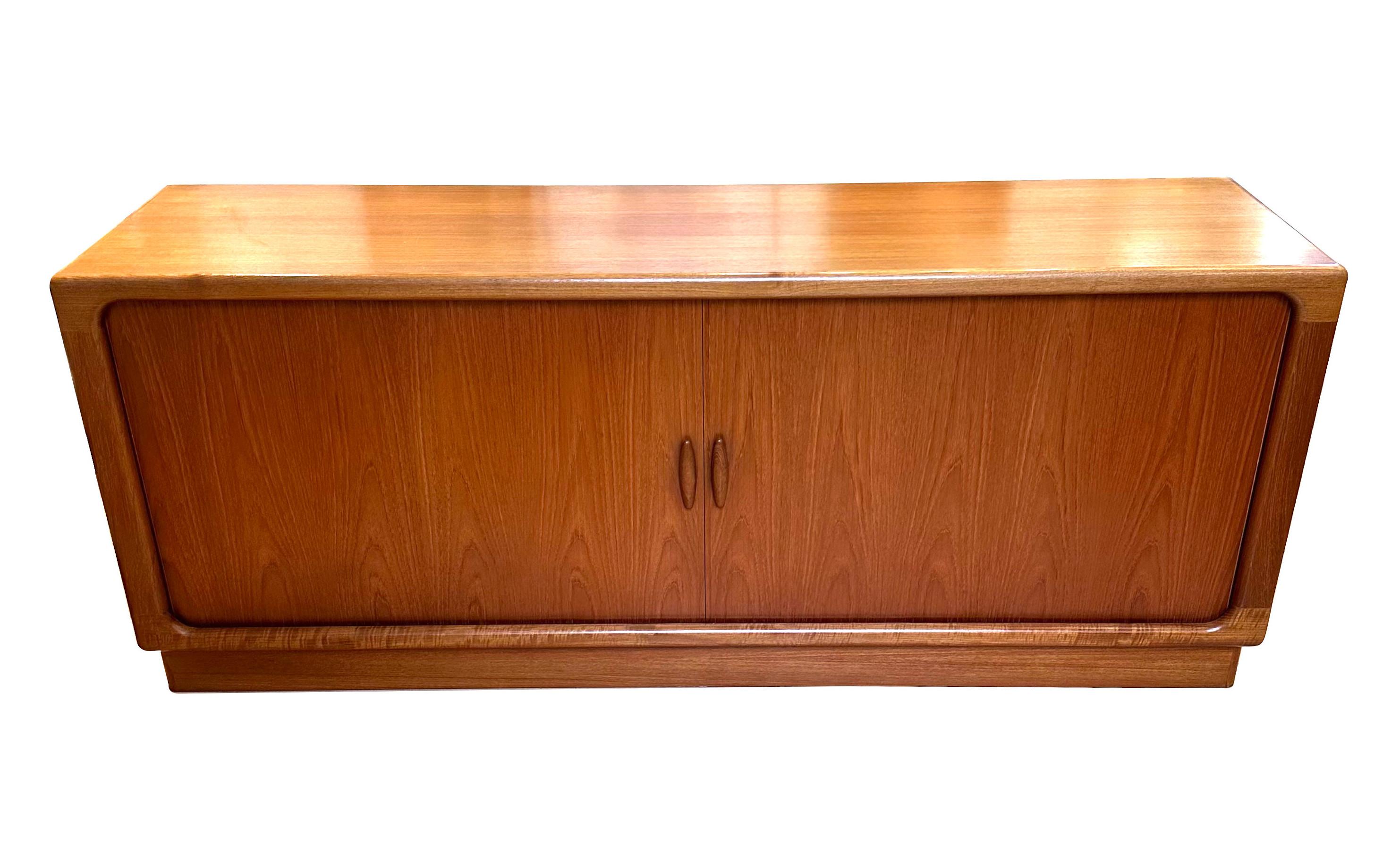 Danish Modern Teak Credenza with Tambour Doors by Drylund In Good Condition For Sale In Sacramento, CA