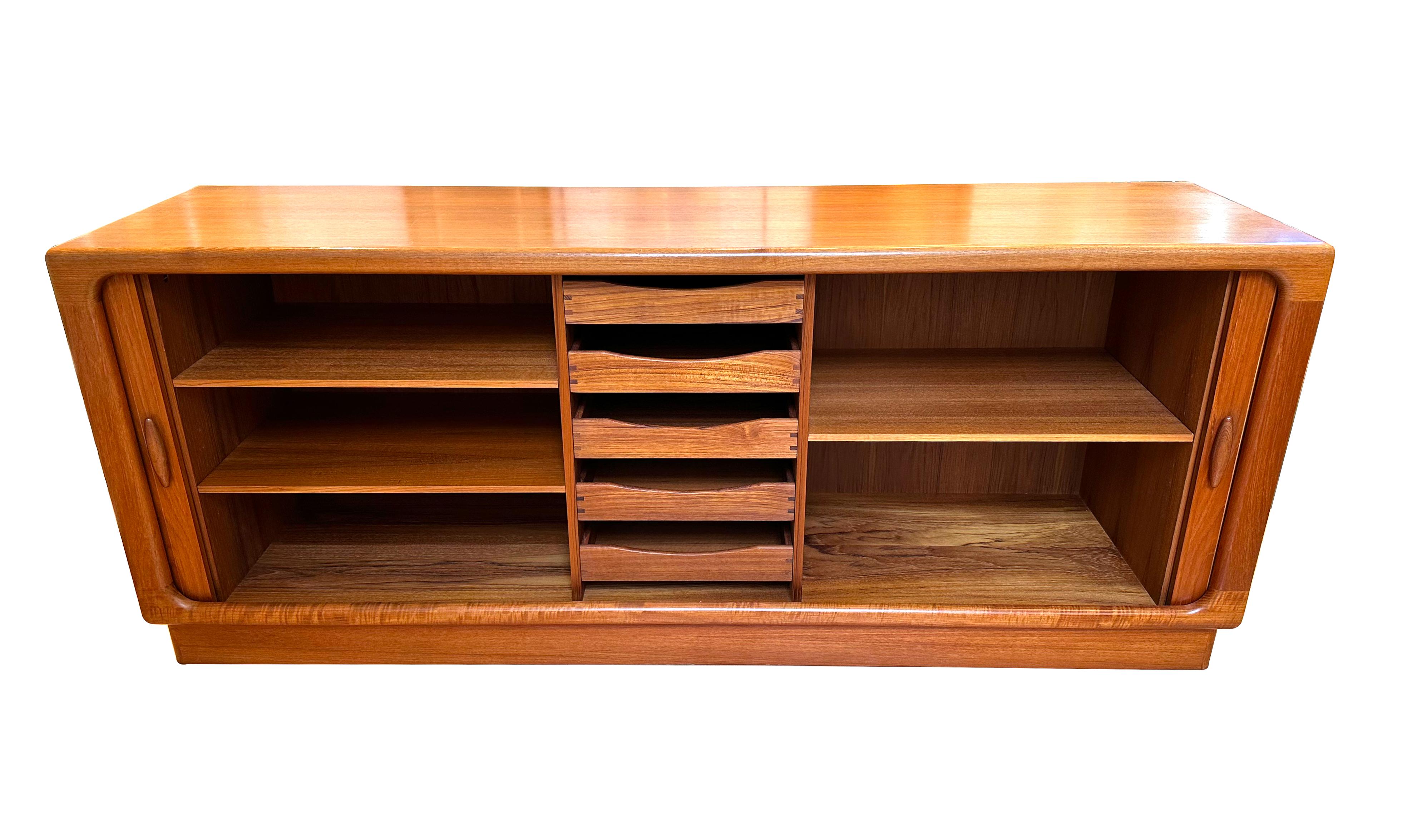 20th Century Danish Modern Teak Credenza with Tambour Doors by Drylund For Sale