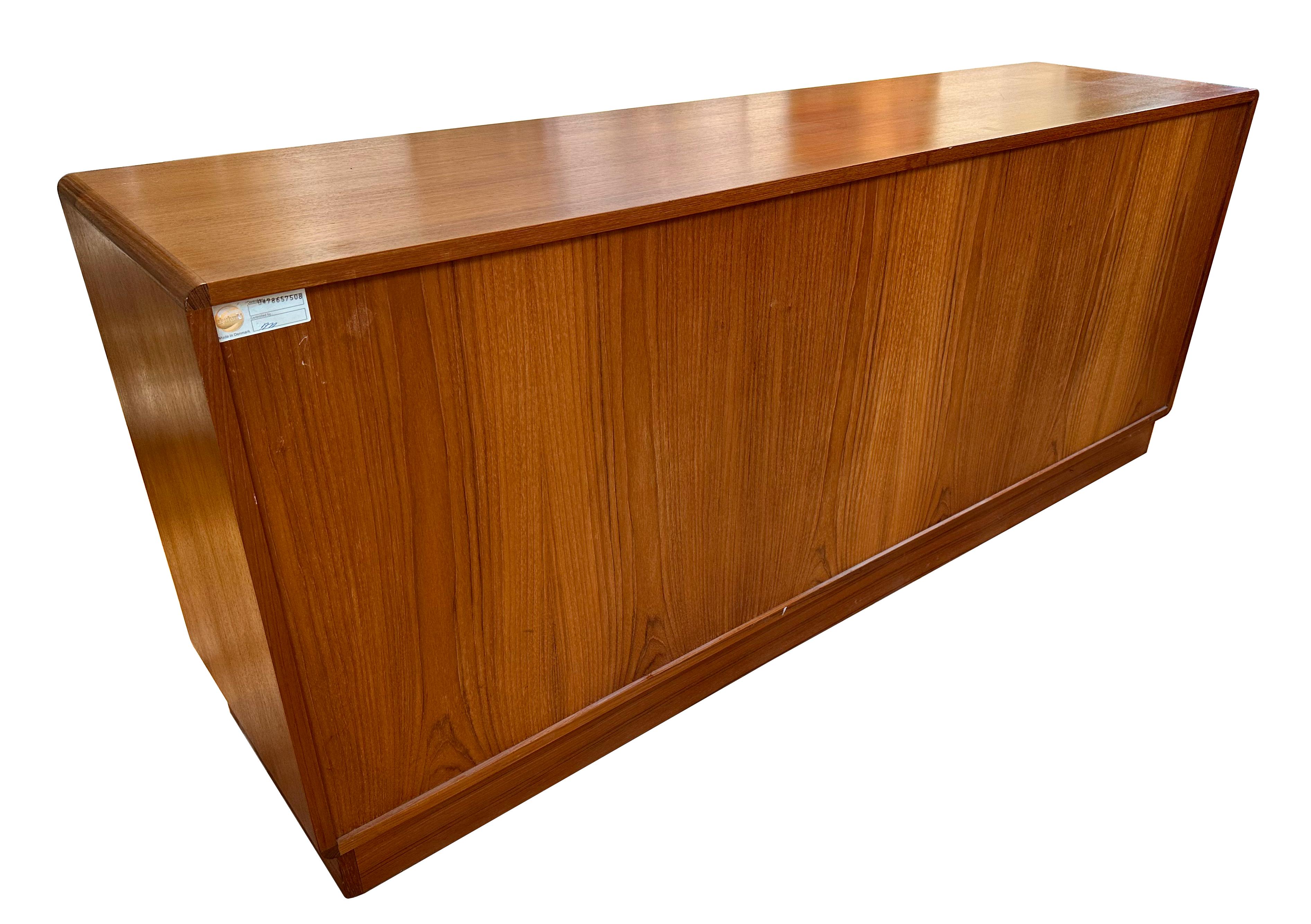 Danish Modern Teak Credenza with Tambour Doors by Drylund For Sale 4