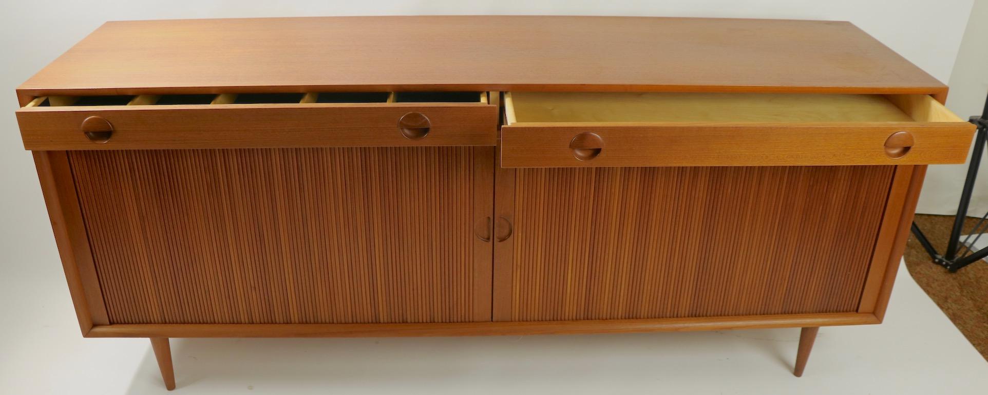 Danish Modern Teak Credenza with Tambour Roll Front by Povl Dinesen 5